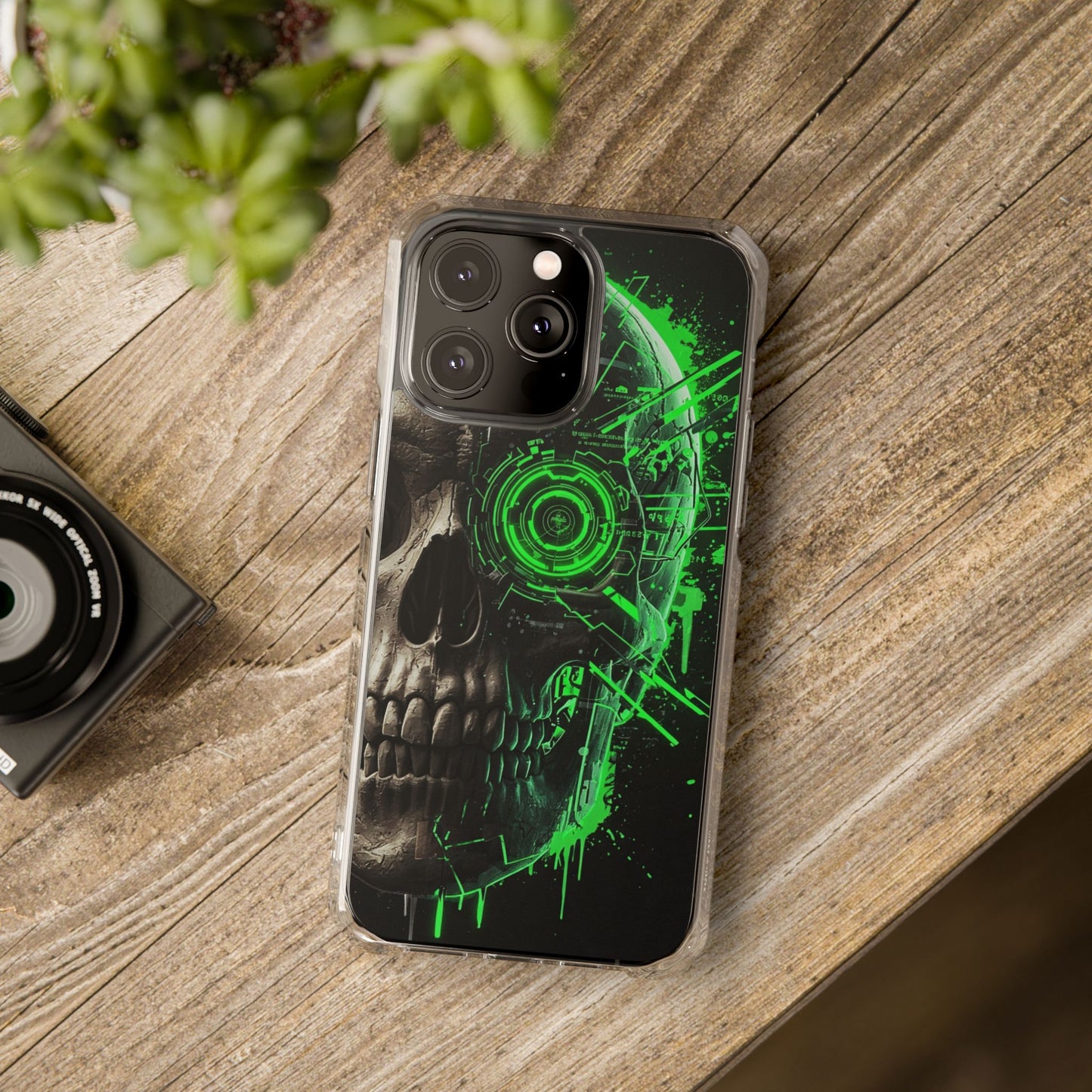 Skull Graphic Phone Case - Magnetic Clear Impact Cases, Skull Design, Unique Phone Protection, Edgy Gift for Tech Lovers