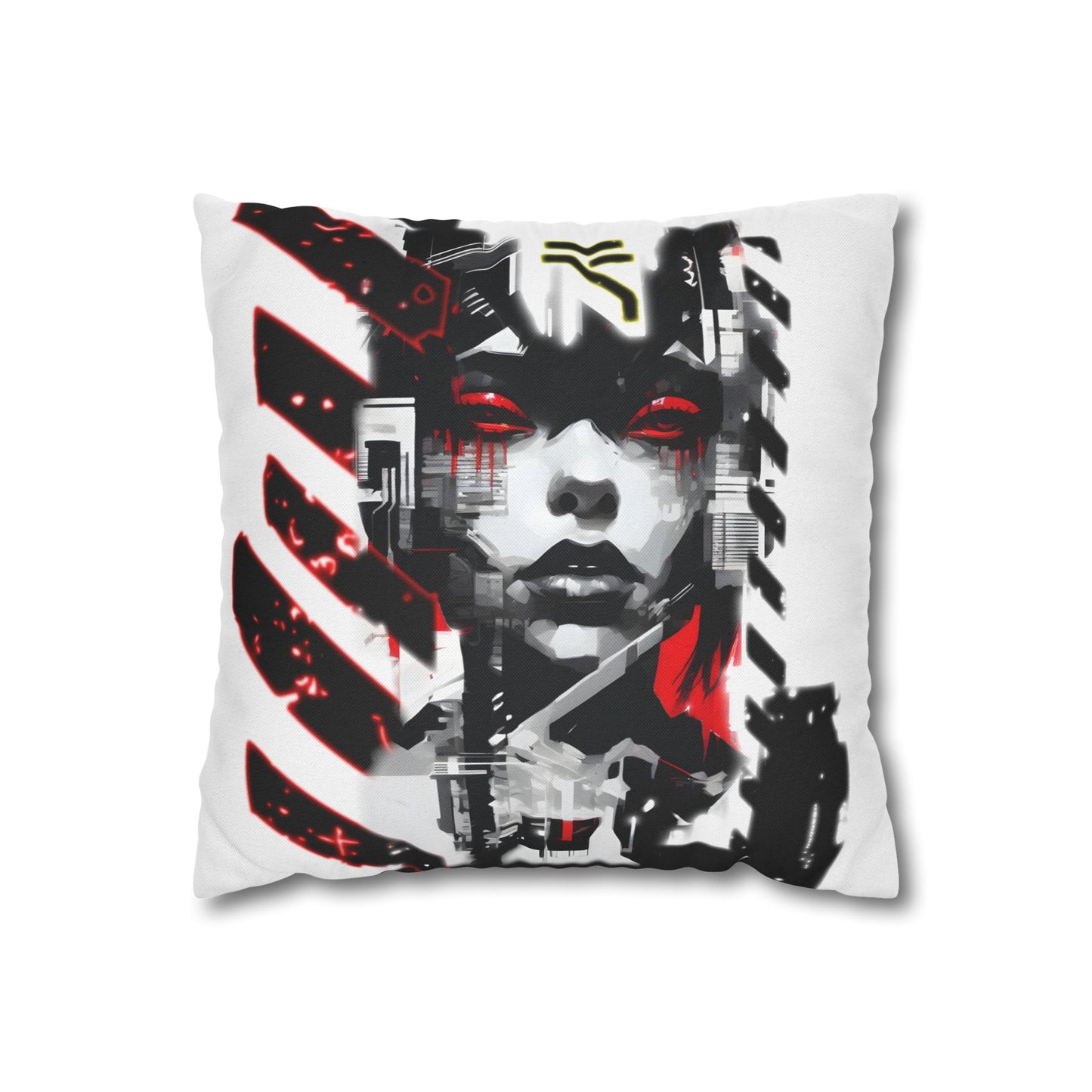 Bold Graphic Pillowcase, Unique Decorative Cushion Cover for Modern Home, Cyberpunk Art Decor, Gift for Art Lovers, Stylish Throw Pillow