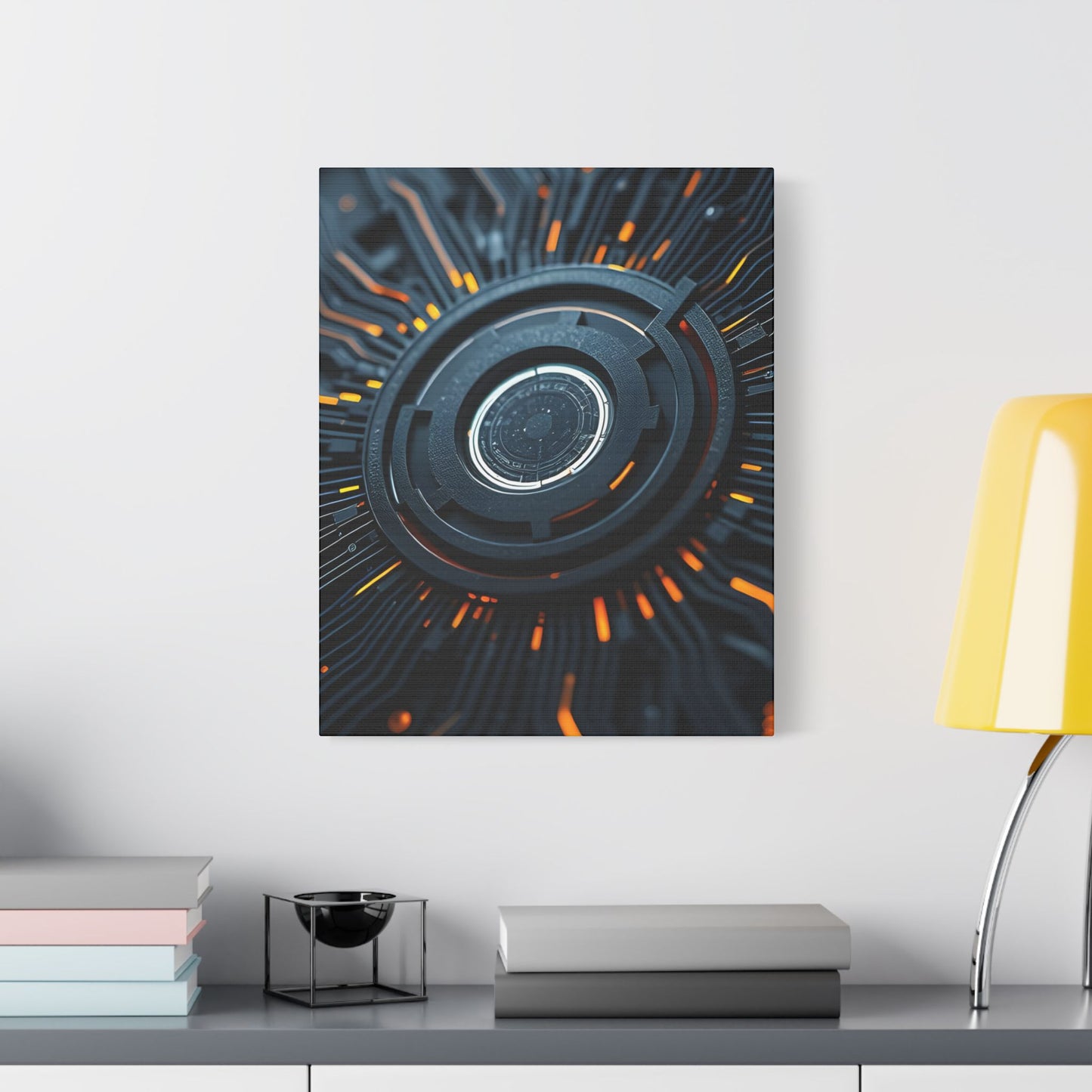Futuristic Satin Canvas Wall Art, Modern Home Decor, Tech-Inspired Art Print, Unique Gift Idea, Abstract Wall Decoration, Cyberpunk Art