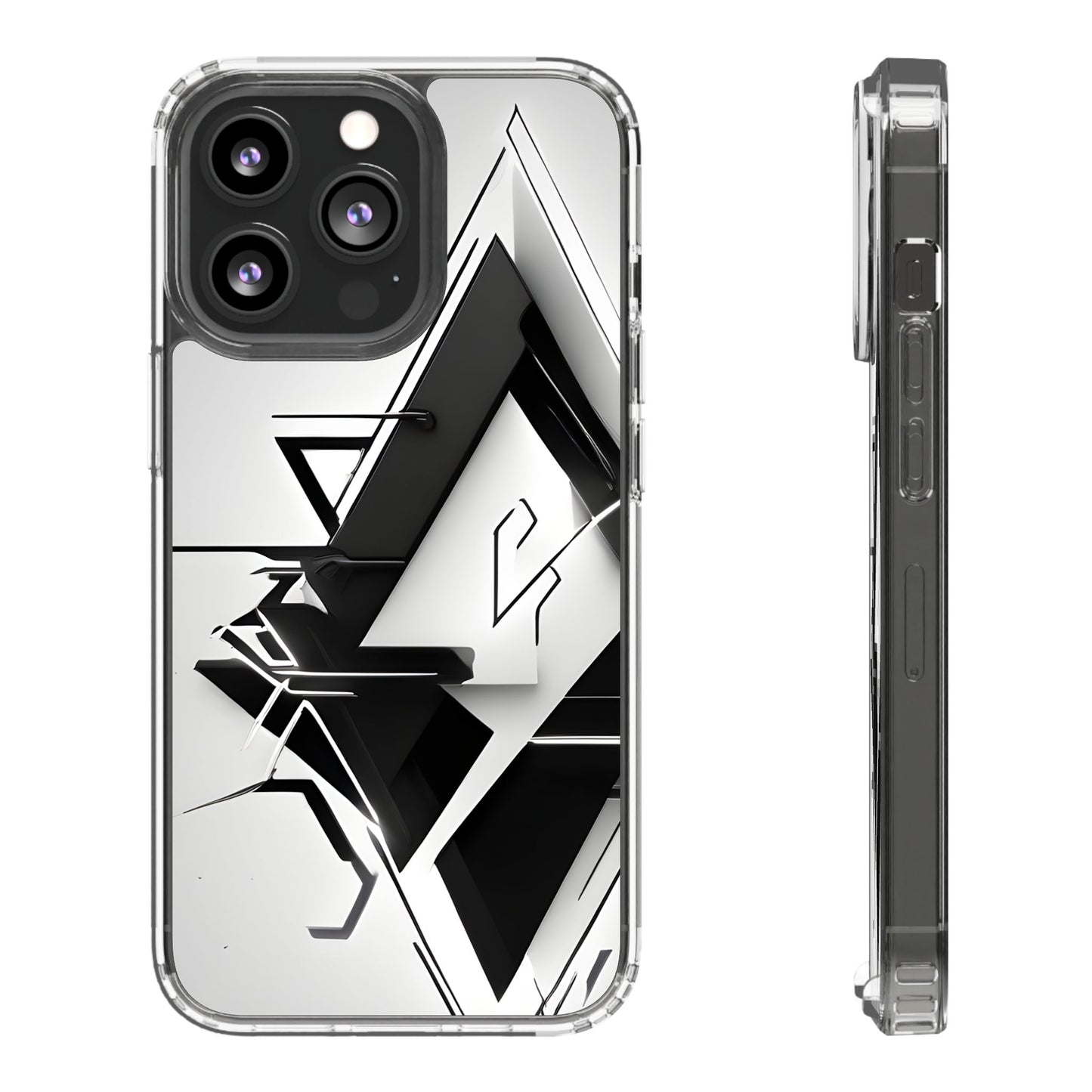 Clear Phone Case with Abstract Edgy Design Print