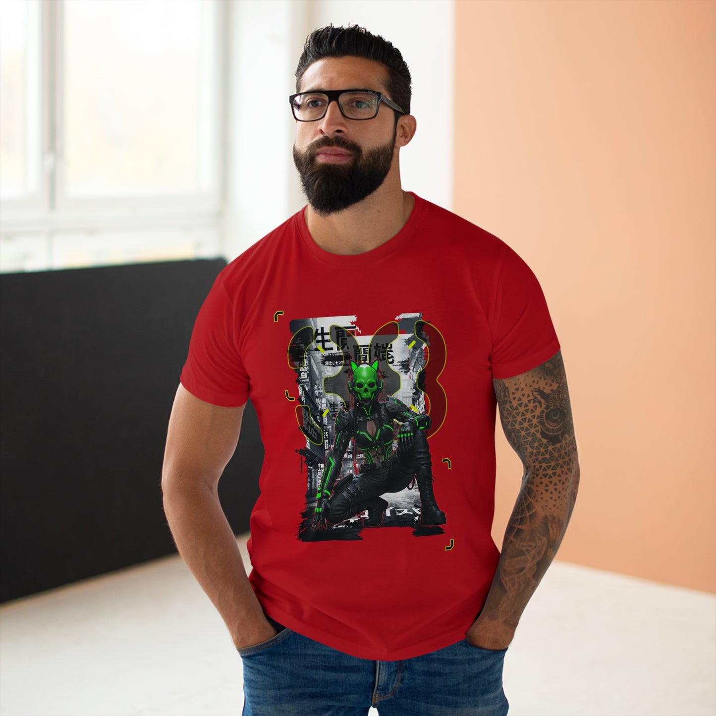 Cyberpunk Graphic Tee, Futuristic T-Shirt, Unisex Casual Wear, Unique Gift for Gamers, Trendy Streetwear, Sci-Fi Clothing