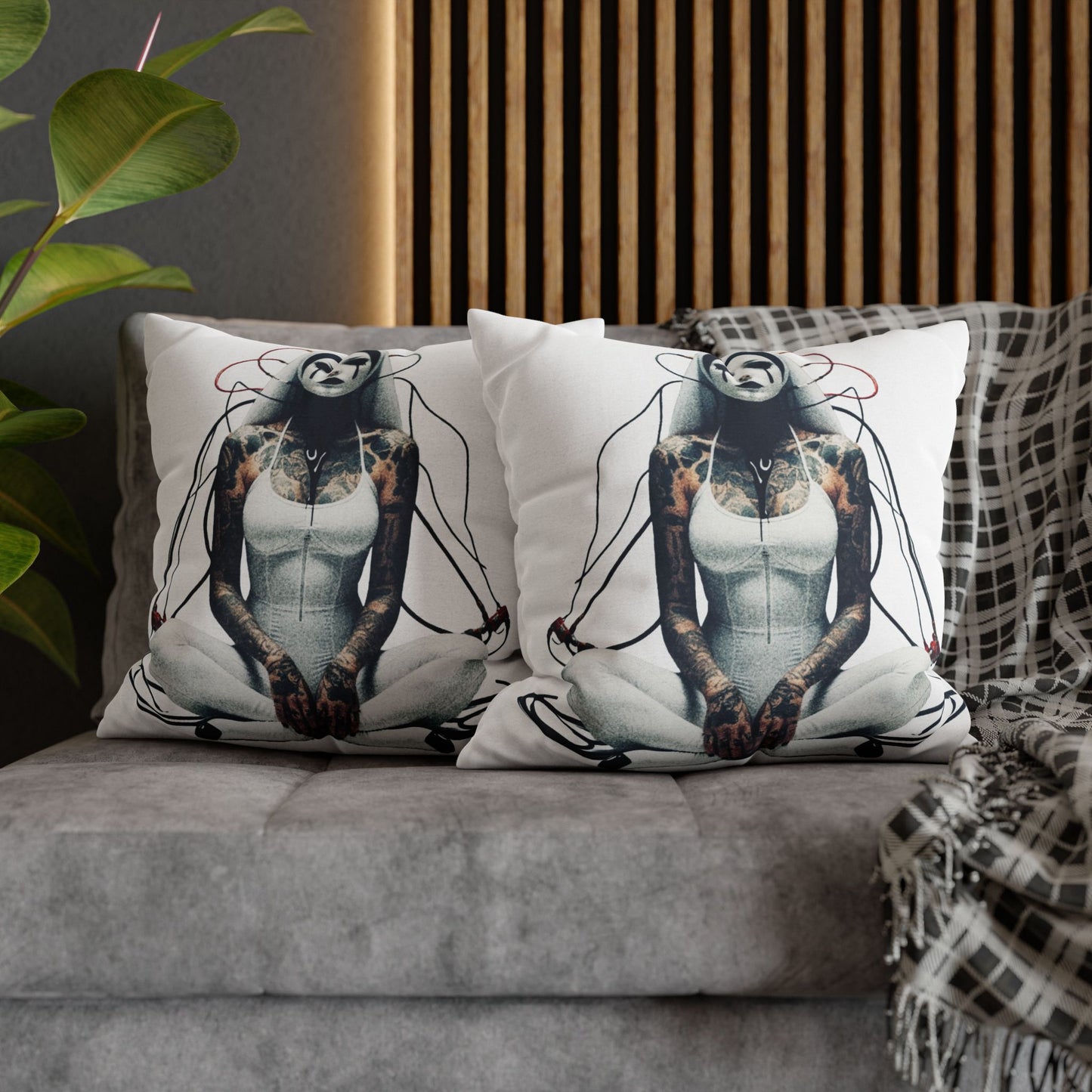 Unique Artistic Pillowcase with Futuristic Design, Decorative Cushion Cover for Home Decor, Gift for Art Lovers, Cozy Living Room Accessory