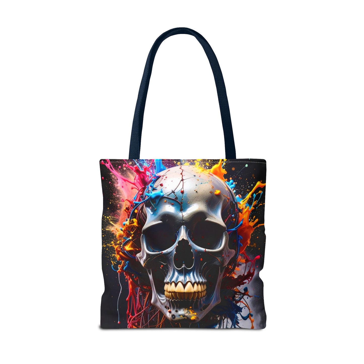 Vibrant Skull Tote Bag, Artistic Reusable Bag, Eco-Friendly Shopping Tote, Perfect Gift for Halloween, Gothic Style