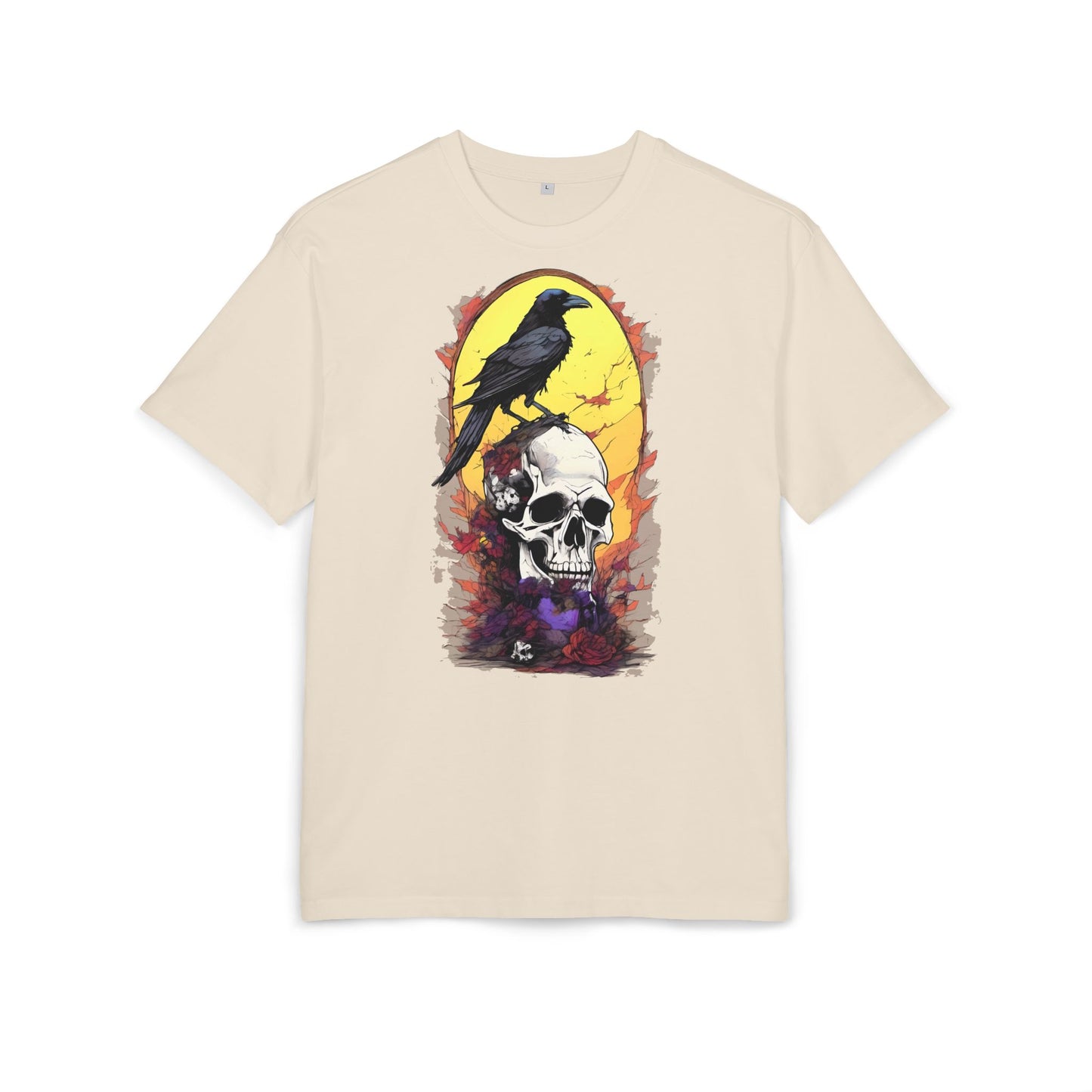 Gothic Raven & Skull Tee, Unisex Oversized Shirt, Edgy Halloween Fashion, Alternative Streetwear, Unique Graphic Tee, Perfect Gift