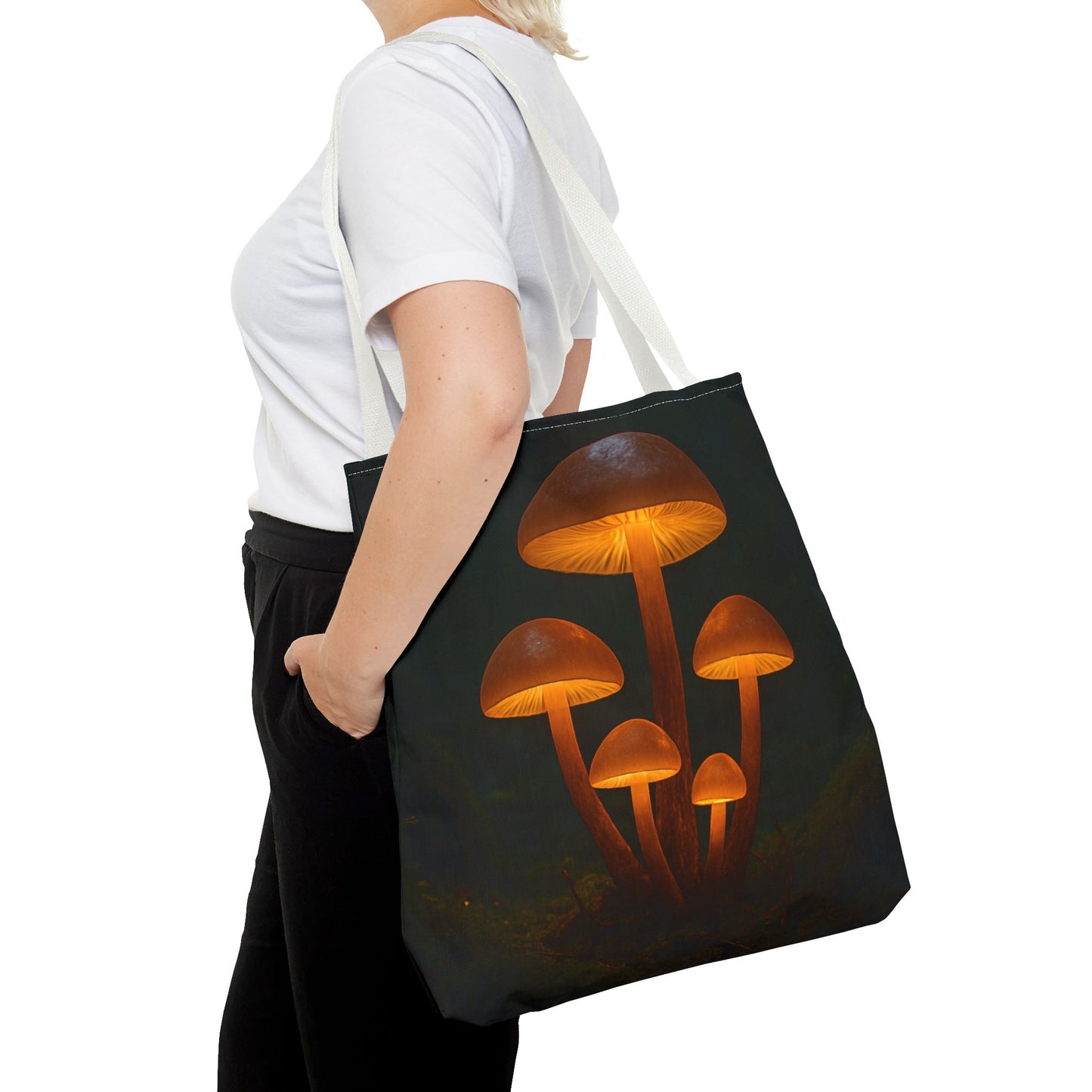 Illuminating Mushroom Tote Bag, Eco-Friendly Grocery Bag, Boho Chic Canvas Purse, Gift for Nature Lovers, Festival Tote