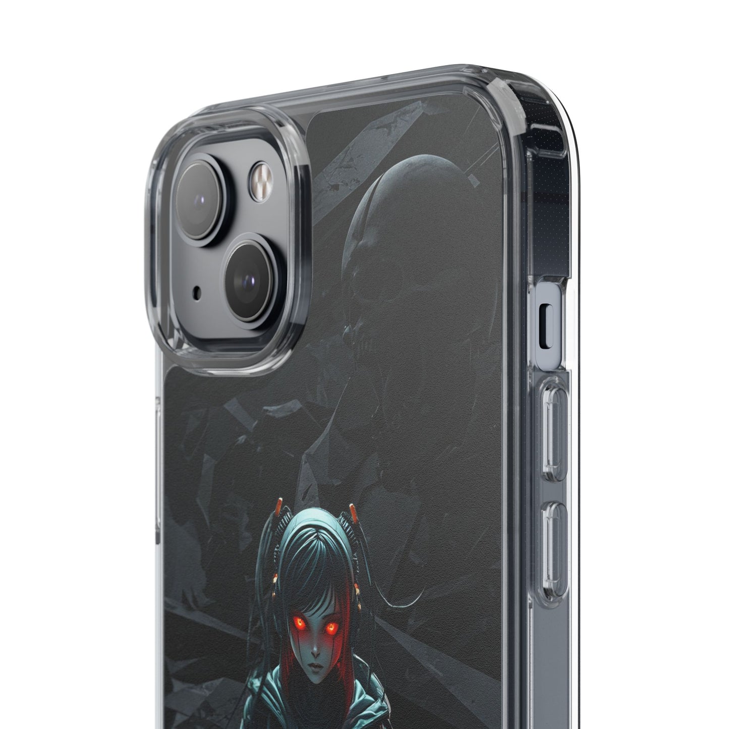 Futuristic Clear Phone Case with Cyberpunk Design - Edgy and Stylish
