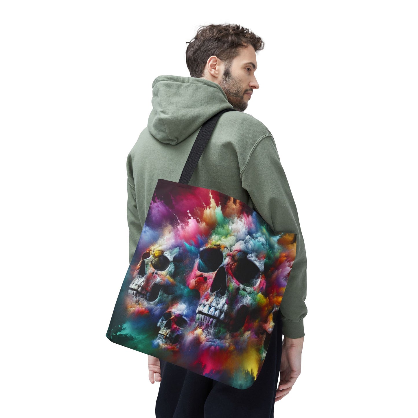Colorful Skull Tote Bag - Artistic AOP Design, Perfect for Festivals, Everyday Use, Gift for Art Lovers, Boho Vibes