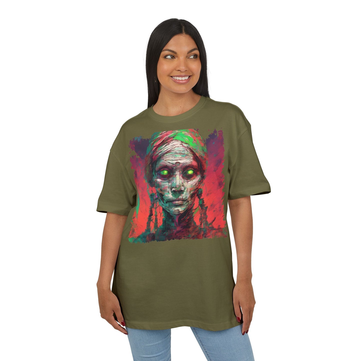 Horror-Inspired Unisex Oversize Tee, Spooky Graphic Shirt, Halloween Outfit, Unique Art Tee, Ghoulish Casual Wear, Perfect for Parties