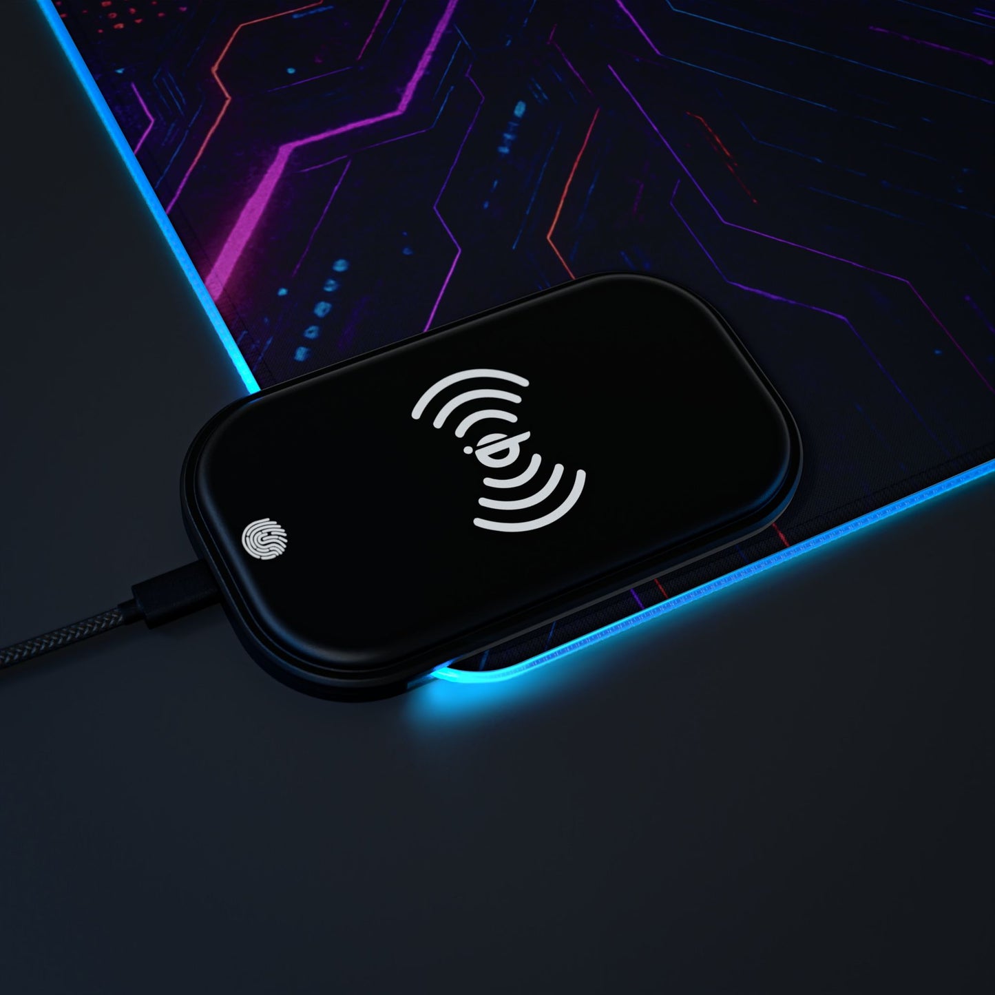 LED Gaming Mouse Pad with Wireless Charging - Futuristic Tech Design, Gamer Accessories, Desk Decor, Birthday Gifts, Game Night Essentials