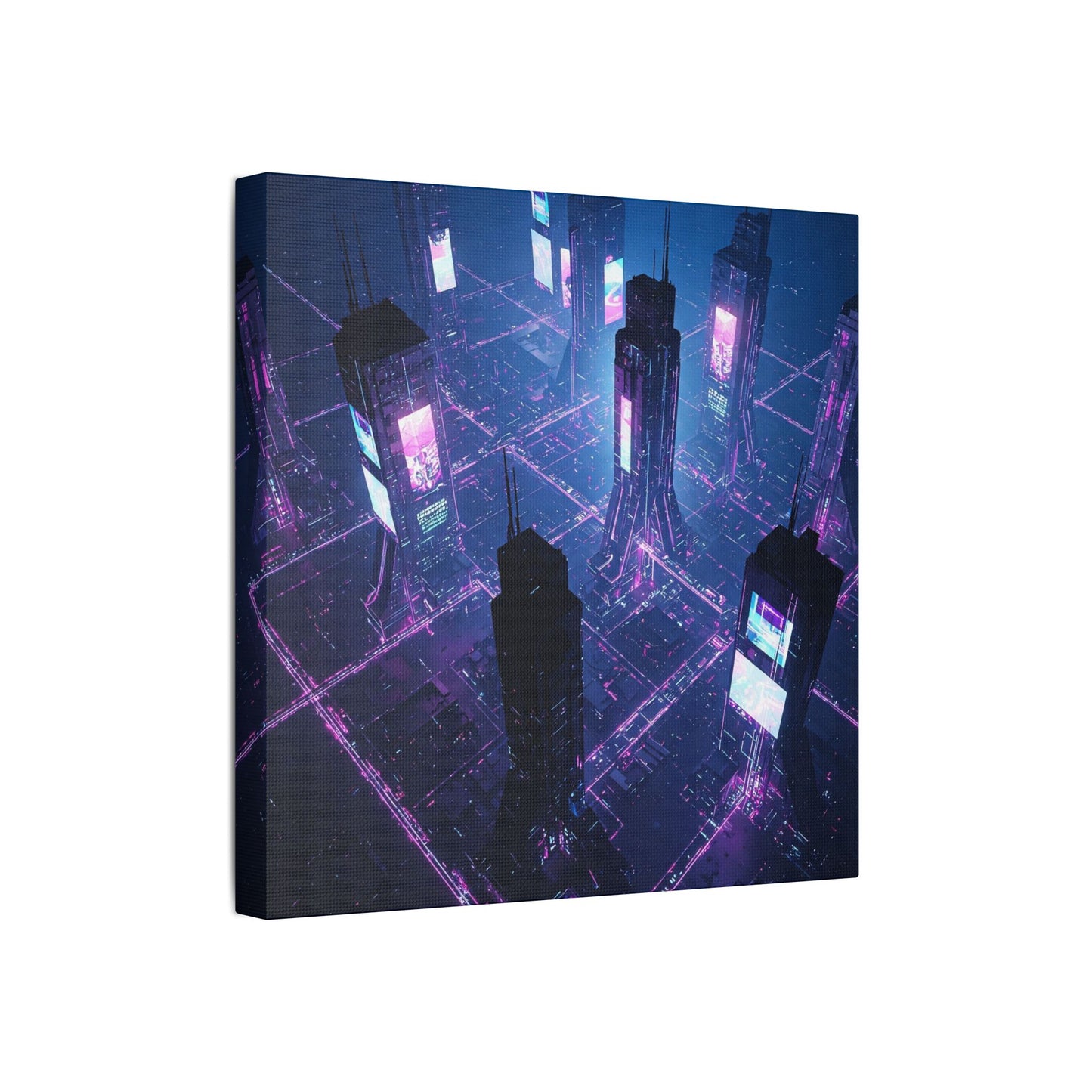 Futuristic Art Canvas, Urban Wall Decor, Retro Digital Print, Cyberpunk Artwork, Modern Home Aesthetic