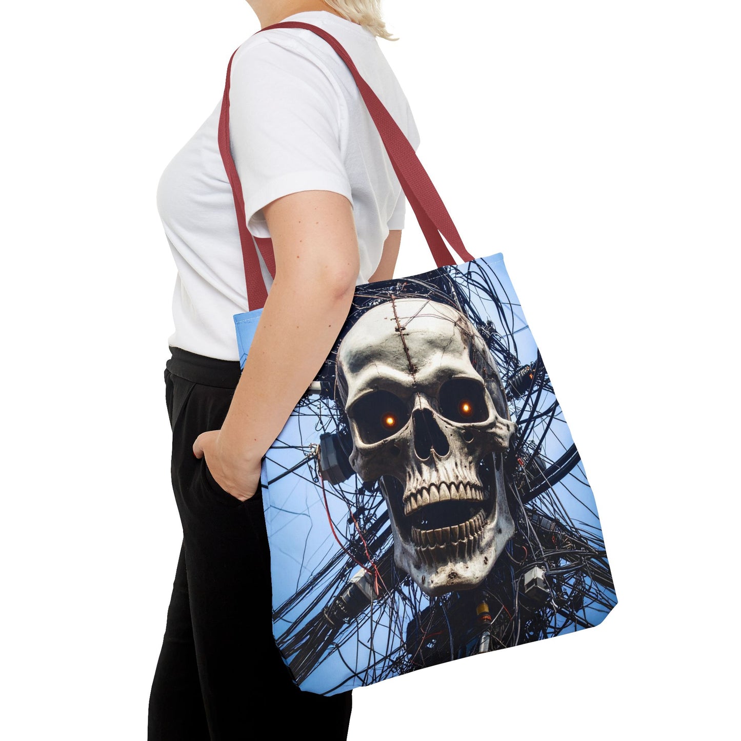 Gothic Skull Tote Bag, Gift for Halloween, Edgy Fashion Accessory, Unique Shopping Bag, Cool Graphic Reusable Tote
