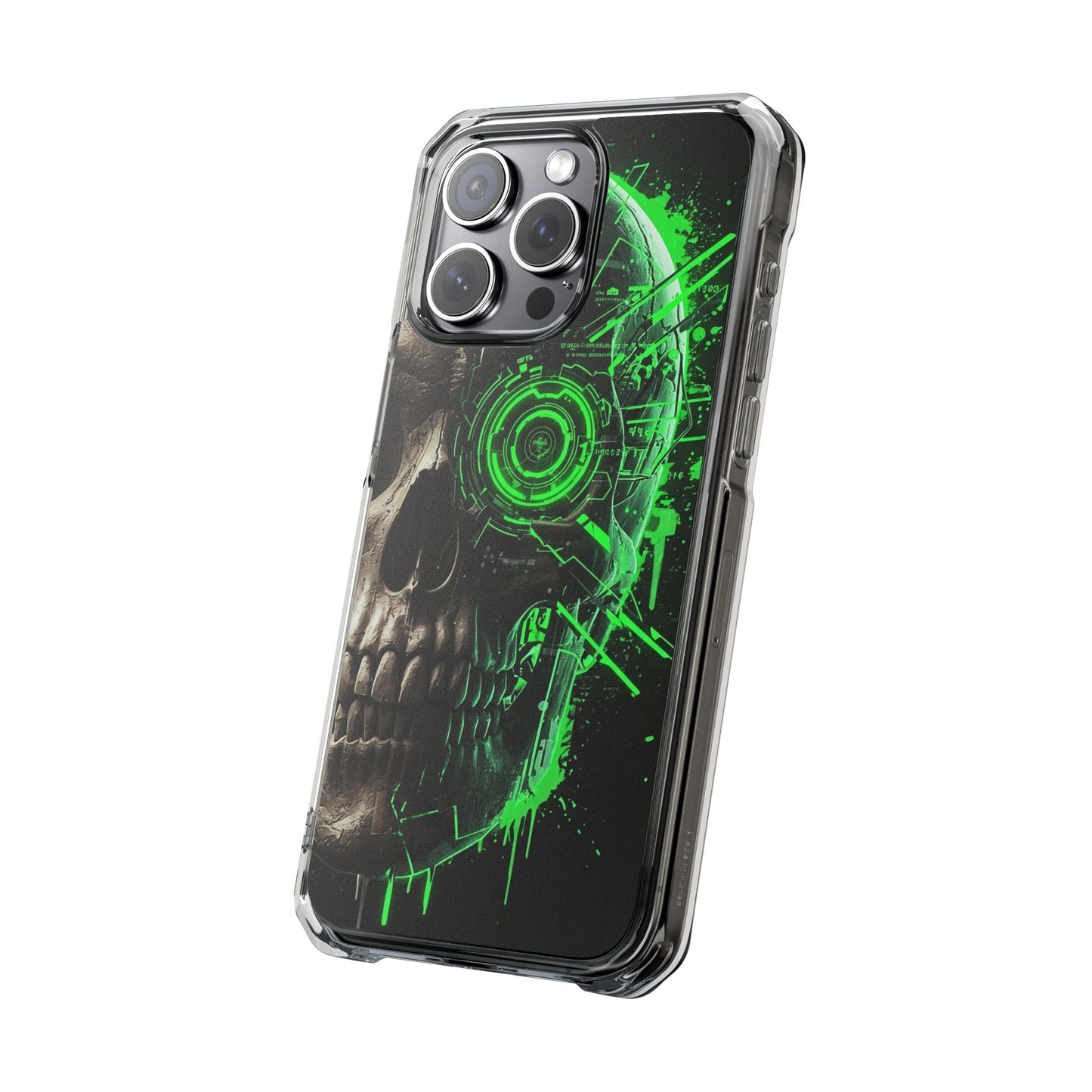 Skull Graphic Phone Case - Magnetic Clear Impact Cases, Skull Design, Unique Phone Protection, Edgy Gift for Tech Lovers