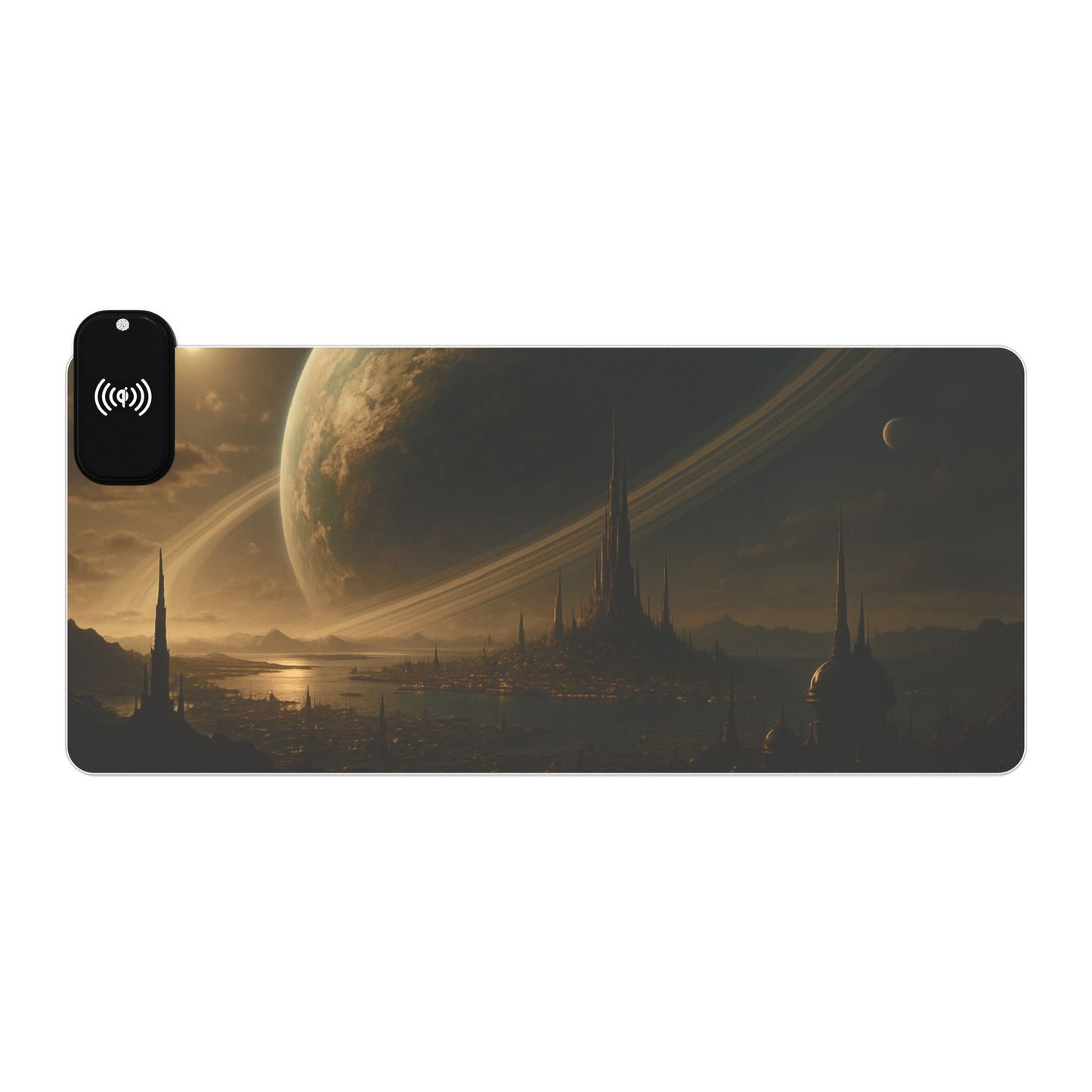 LED Gaming Mouse Pad with Wireless Charging Station - Cosmic Design, Gaming Setup, Home Office Accessory, Desk Decor, Gift for Gamers