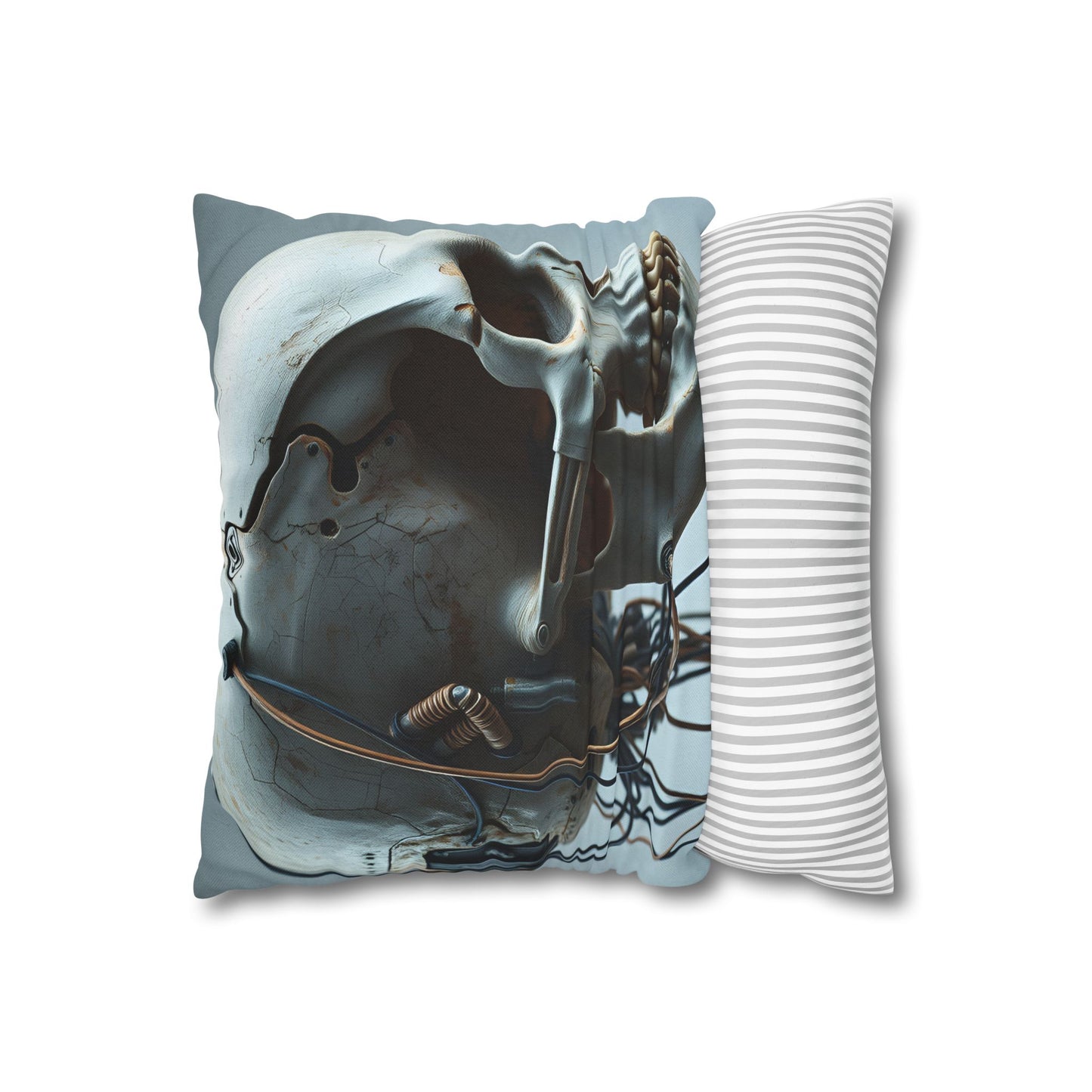 Square Pillowcase Futuristic Edge Skull Design Pillowcase
