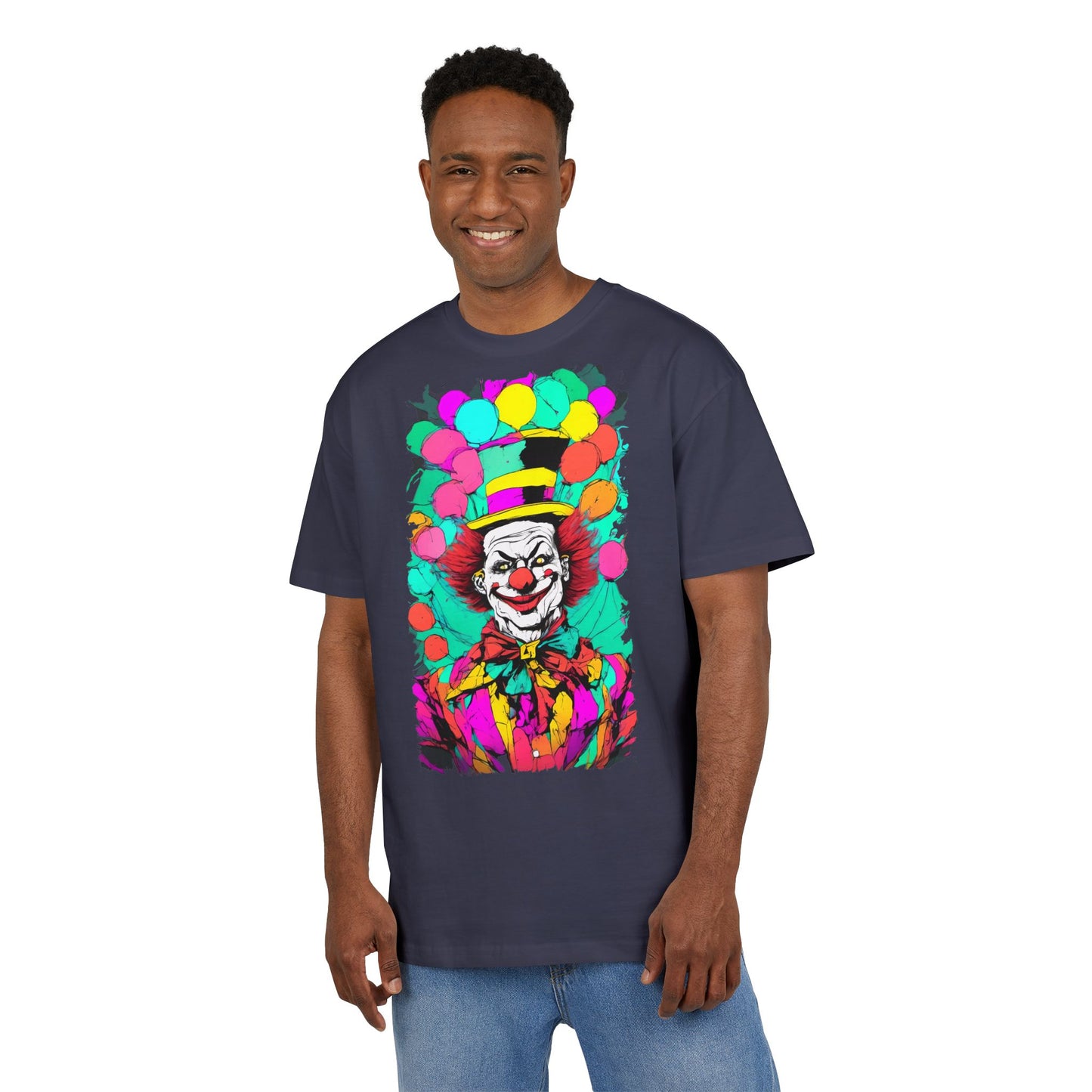 Colorful Clown Graphic Unisex Oversize Tee | Fun Wear, Festival Outfit, Circus Theme, Unique Gift, Statement Shirt