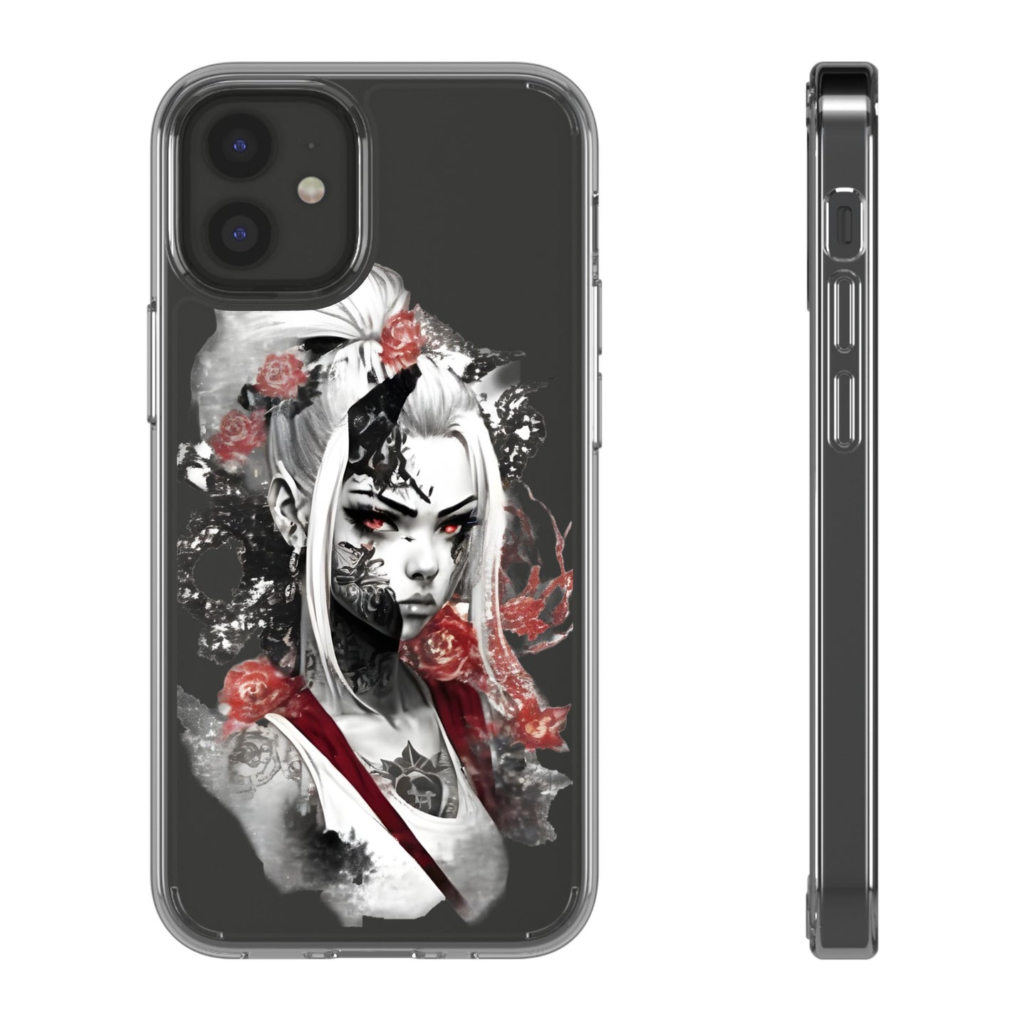 Artistic Clear Phone Case with Floral Design