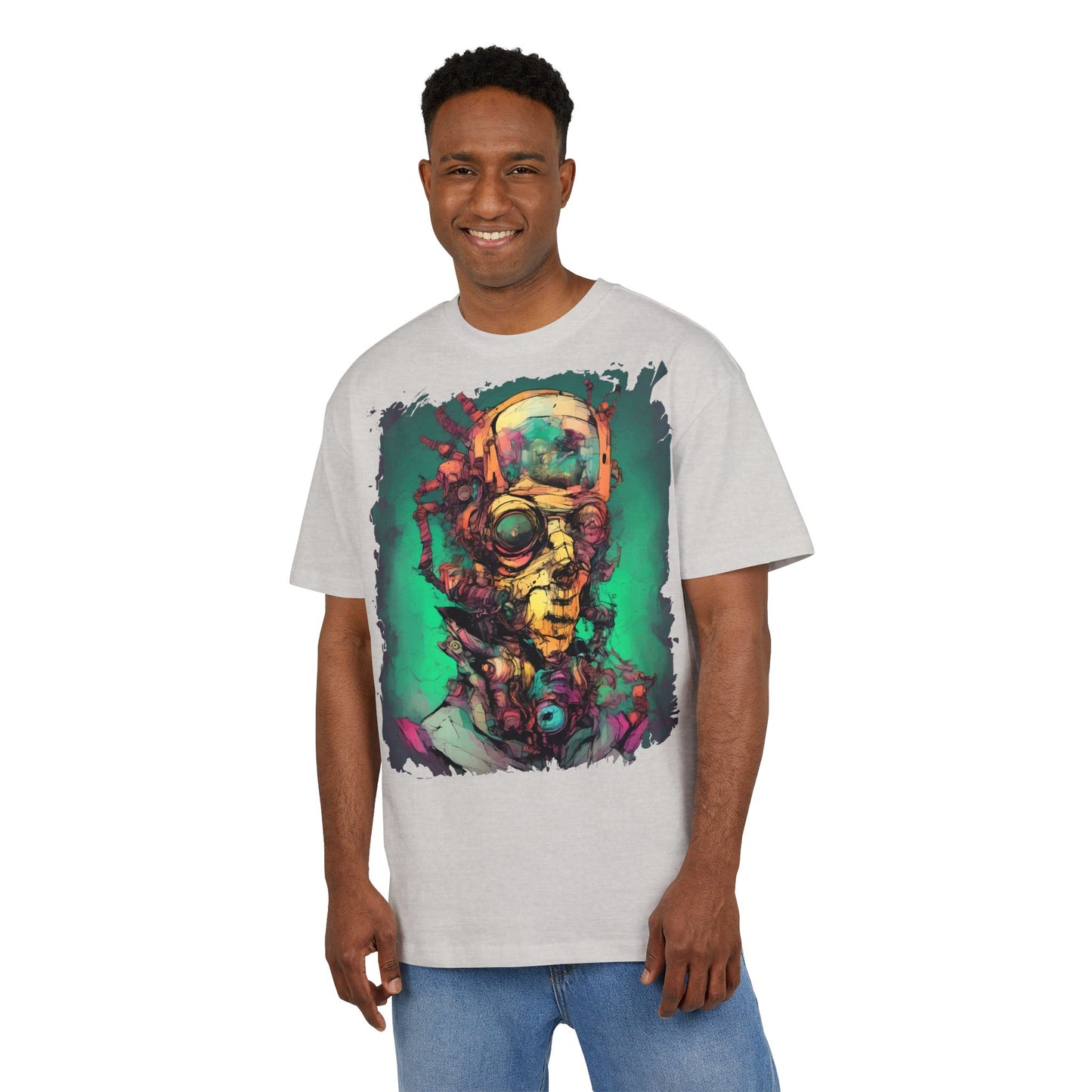 Artistic Oversize Tee Featuring Abstract Portrait, Unisex T-Shirt, Cool Graphic Tee, Streetwear Style, Unique Gifts for Art Lovers