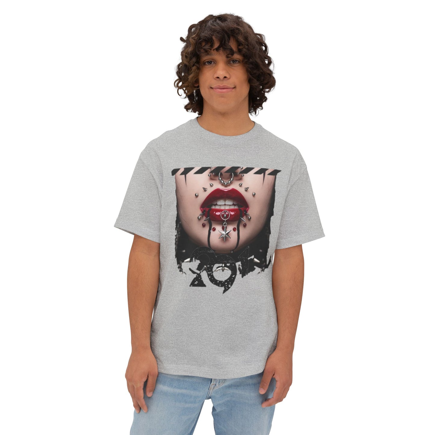 Chic Graphic Tee, Edgy Streetwear Top, Unisex Oversized T-Shirt, Artsy Casual Style, Fashion Statement Tee