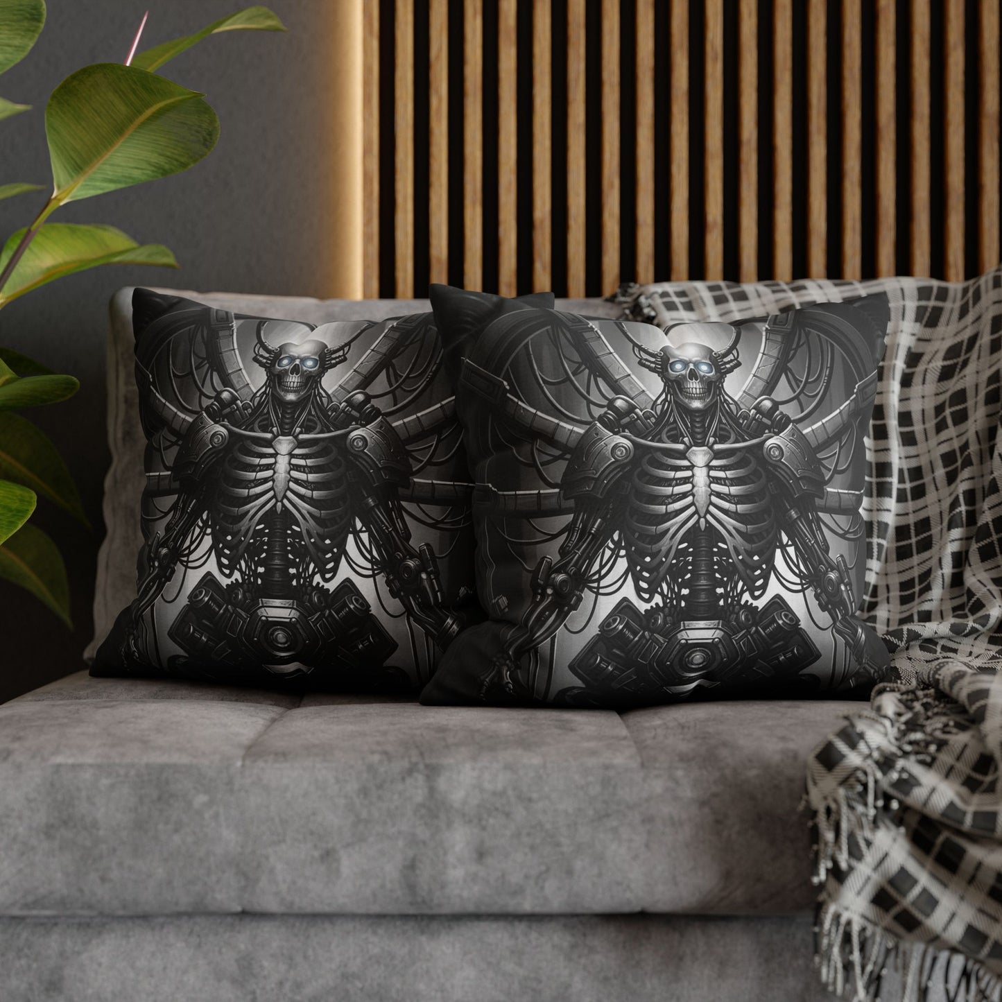Gothic Skeleton Pillowcase - Dark Decor for Halloween, Bohemian Home, Gothic Style, Sofa Cushion, Unique Gift