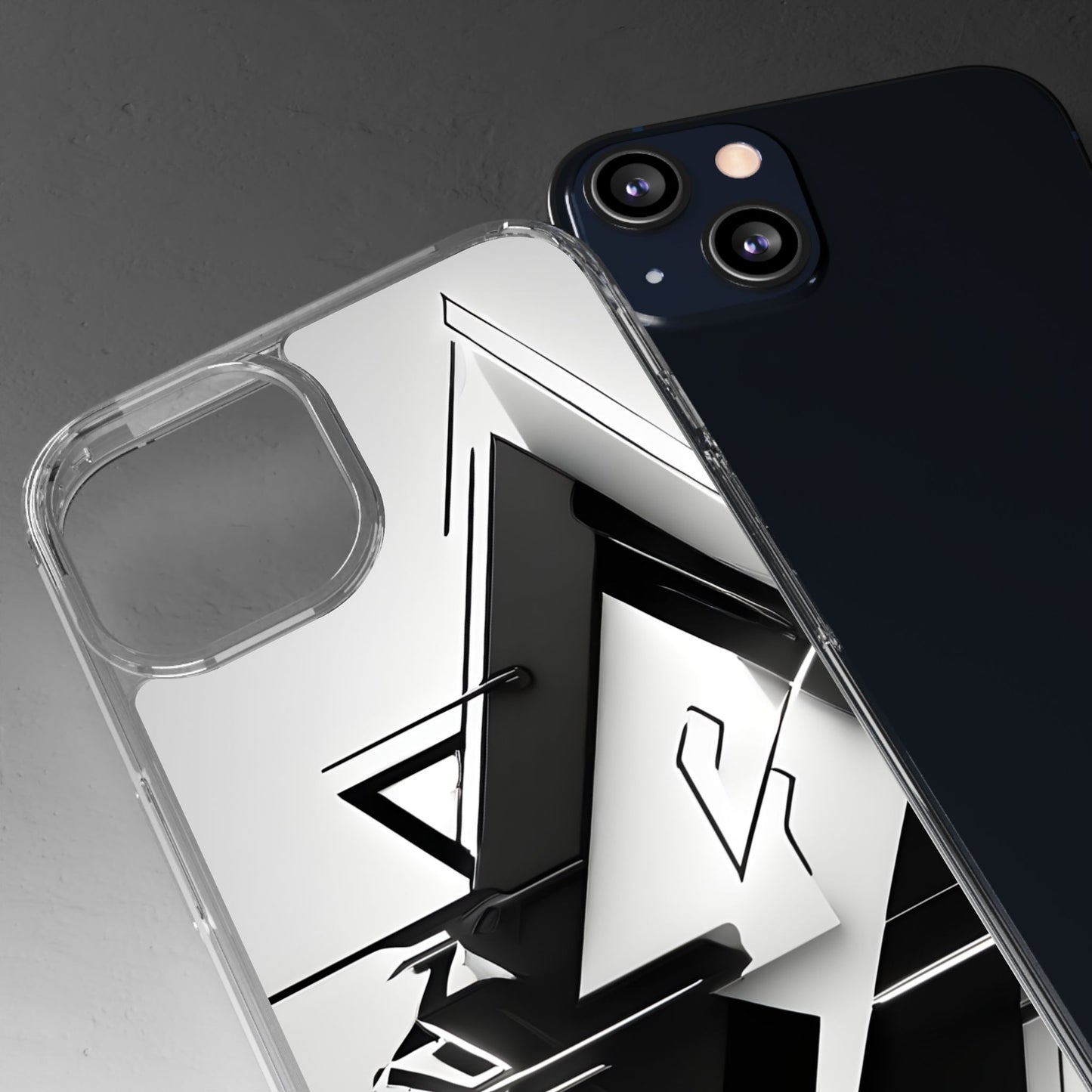 Clear Phone Case with Abstract Edgy Design Print