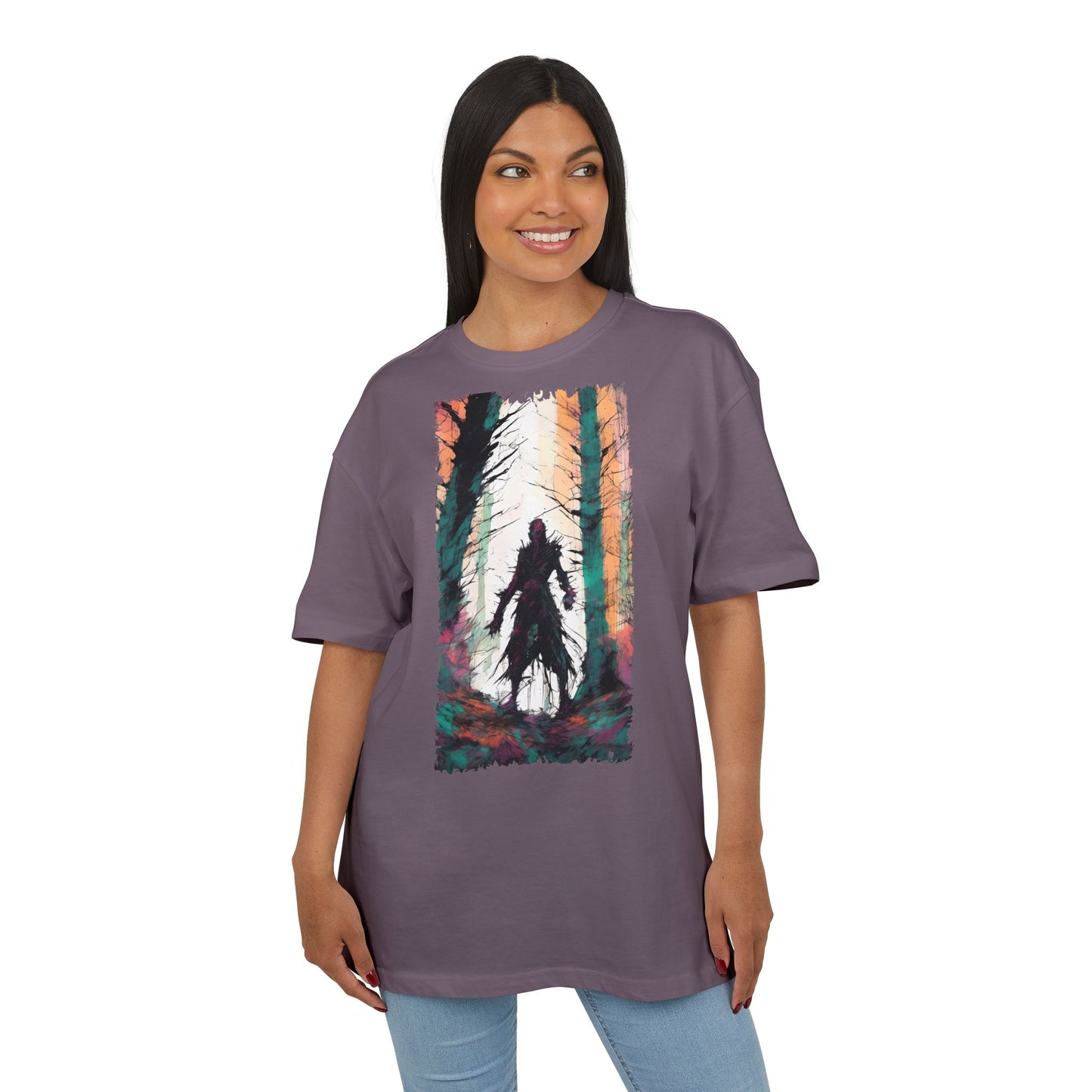 Artistic Oversized Tee - Forest Silhouette Design, Casual Unisex Fashion, Perfect for Nature Lovers, Gift for Friends, Relaxed Everyday Wear