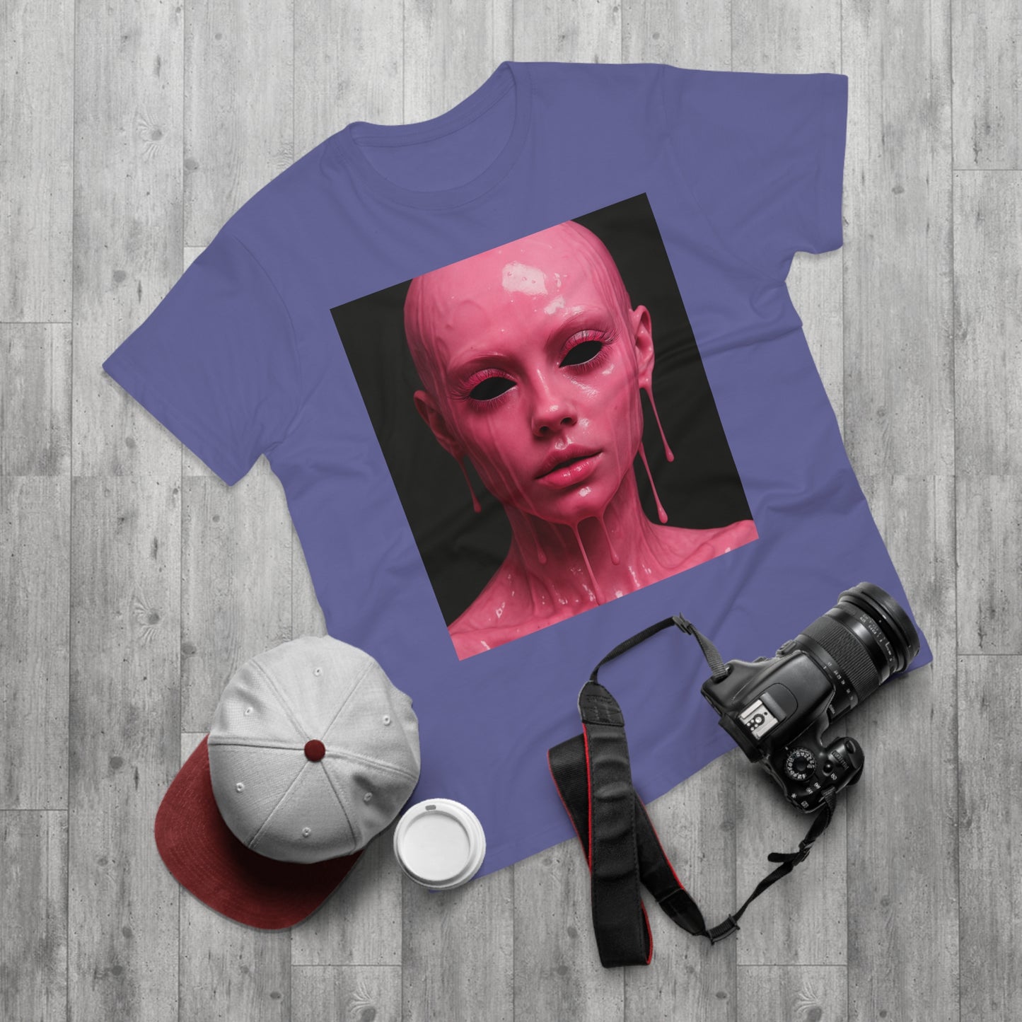 Artistic Pink Melting Face T-Shirt - Trendy Graphic Tee, Unique Gift, Statement Apparel, Festival Wear, Occasional Fashion, Street Style