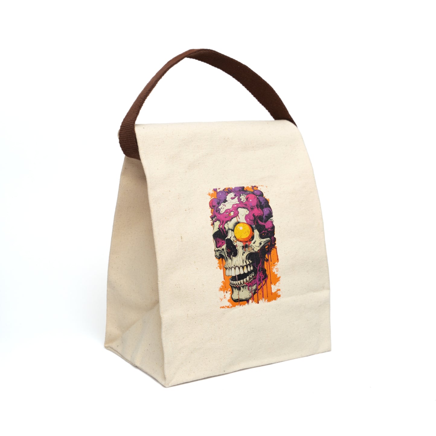 Skull Art Canvas Lunch Bag, Eco-Friendly Snack Bag, Hipster Lunch Tote, Unique School Bag, Gift for Him, Lunch Essentials