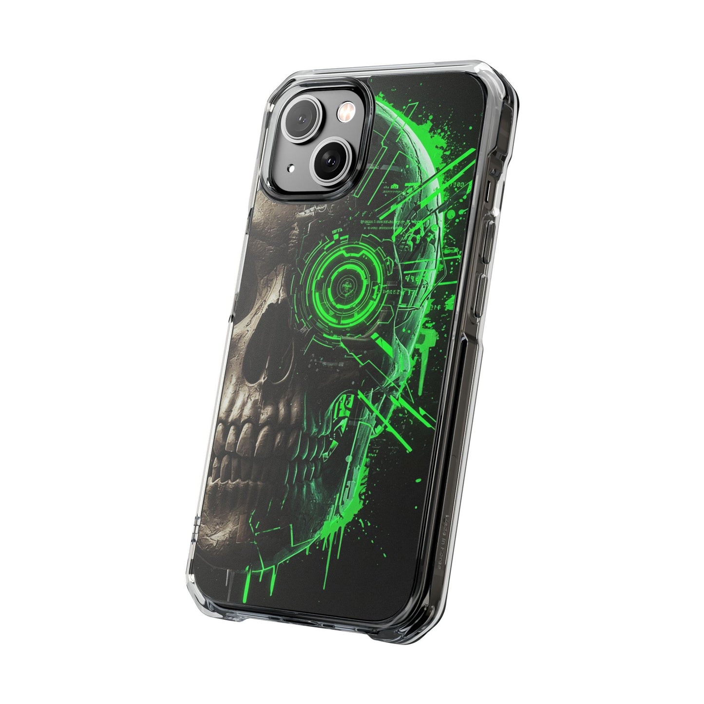 Skull Graphic Phone Case - Magnetic Clear Impact Cases, Skull Design, Unique Phone Protection, Edgy Gift for Tech Lovers