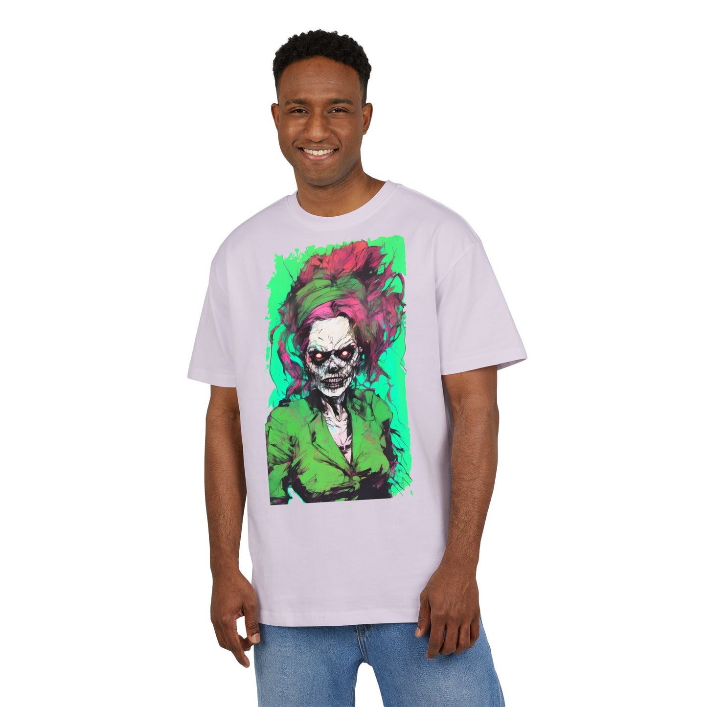 Vibrant Skull Art Oversize Tee, Unisex Graphic Tee, Edgy Streetwear Shirt, Perfect for Halloween, Gift for Art Lovers, Casual Comfort