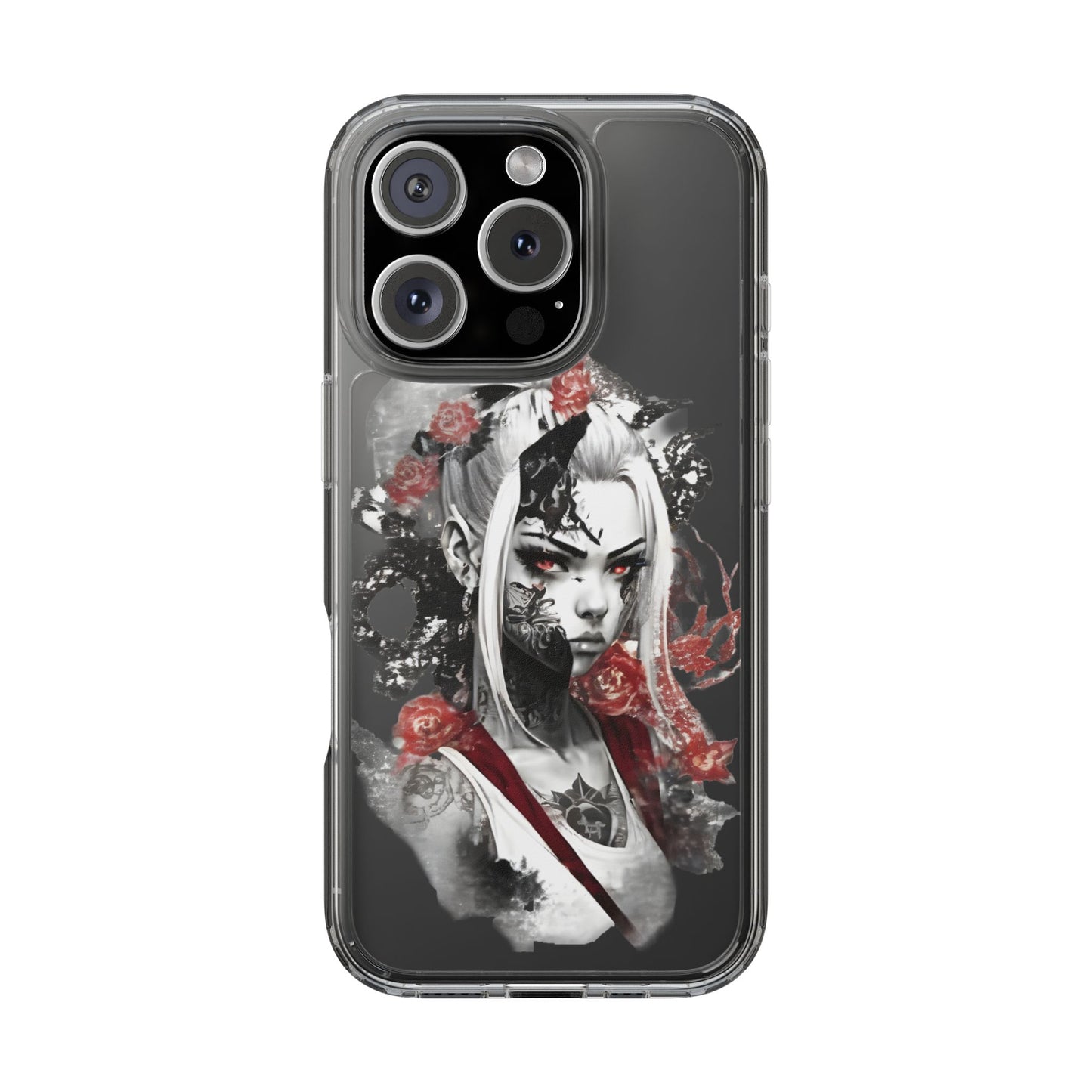 Artistic Clear Phone Case with Floral Design