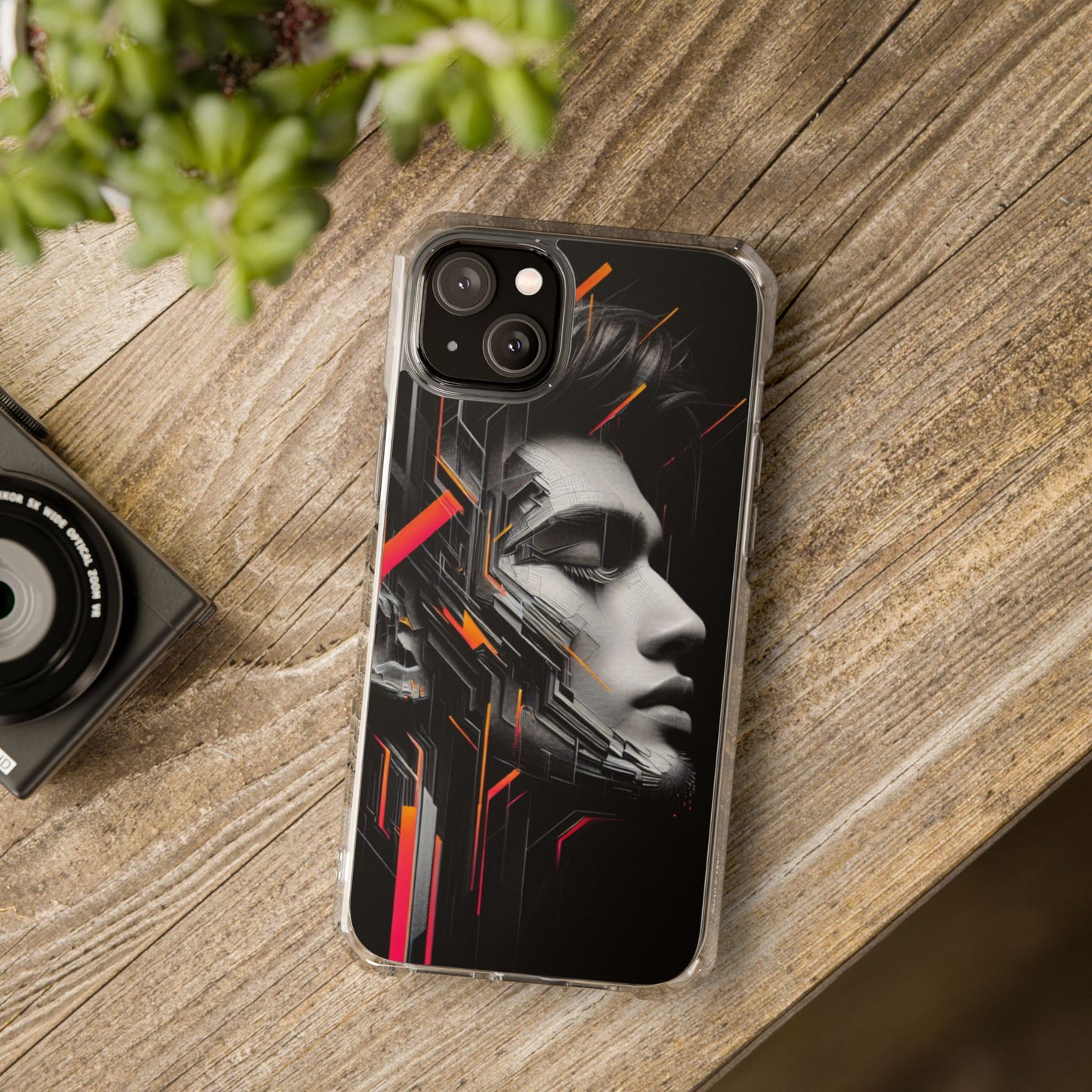 Magnetic Clear Impact Cases with Abstract Graphic, Stylish Phone Protection, Modern Gift for Tech Lovers, Unique Case