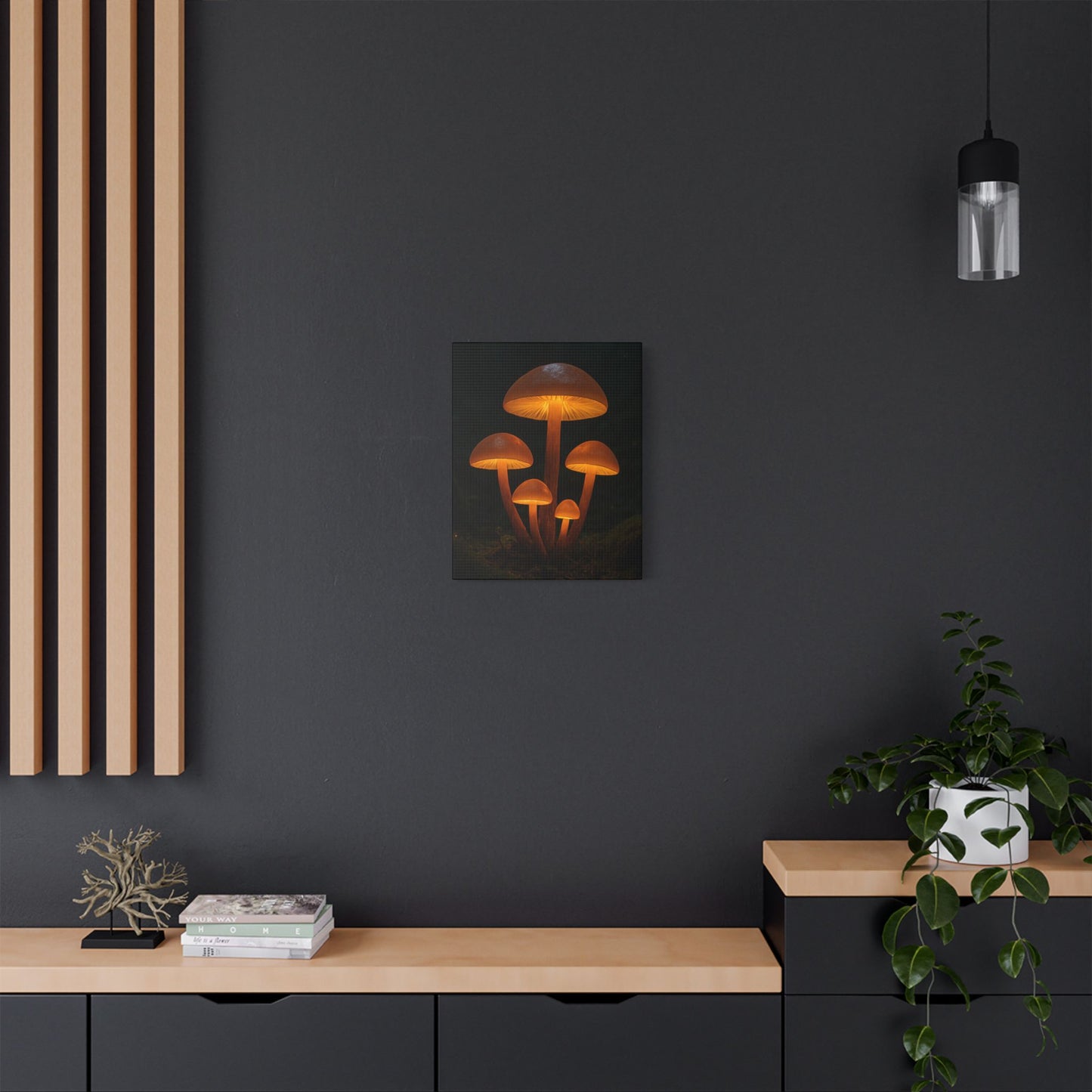 Illuminated Mushroom Art Canvas, Wall Decor, Nature Inspired, Cozy Home Art, Gifts for Nature Lovers, Unique Wall Hanging