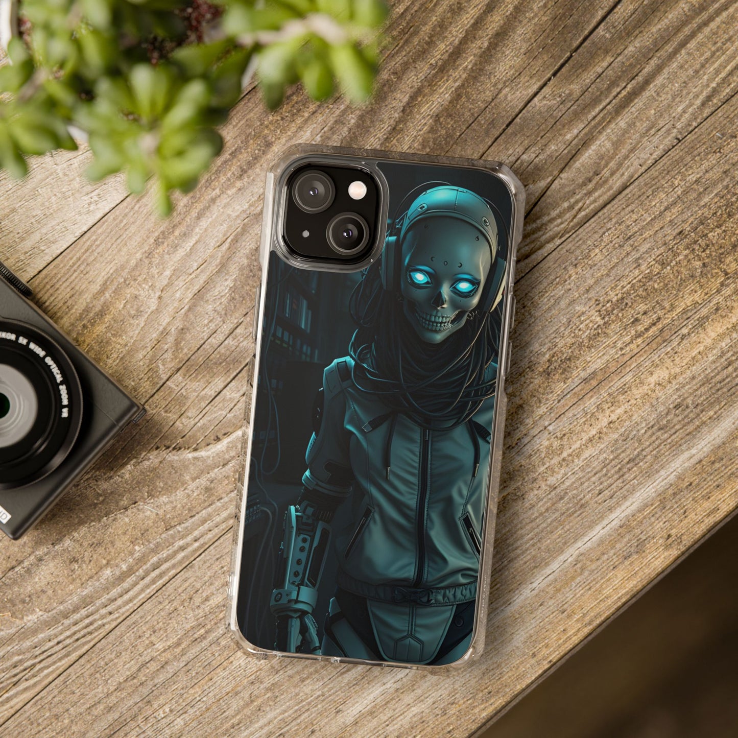 Futuristic Robot Phone Case, Magnetic Clear Impact Case, Unique Gift for Tech Lovers, Protective Smartphone Accessory, Cyberpunk Style
