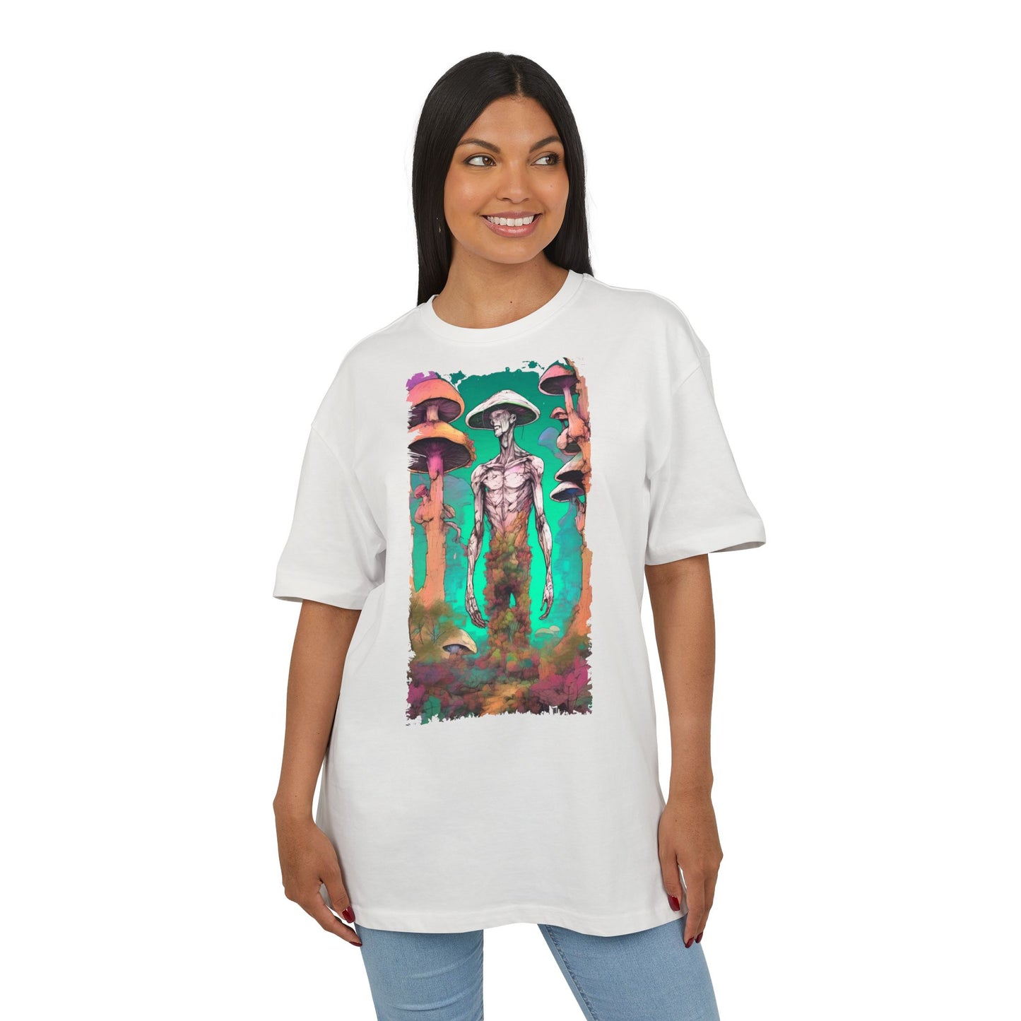 Psychedelic Alien Oversize Tee, Unisex Graphic T-Shirt, Casual Streetwear, Gift for Sci-Fi Lovers, Festival Apparel