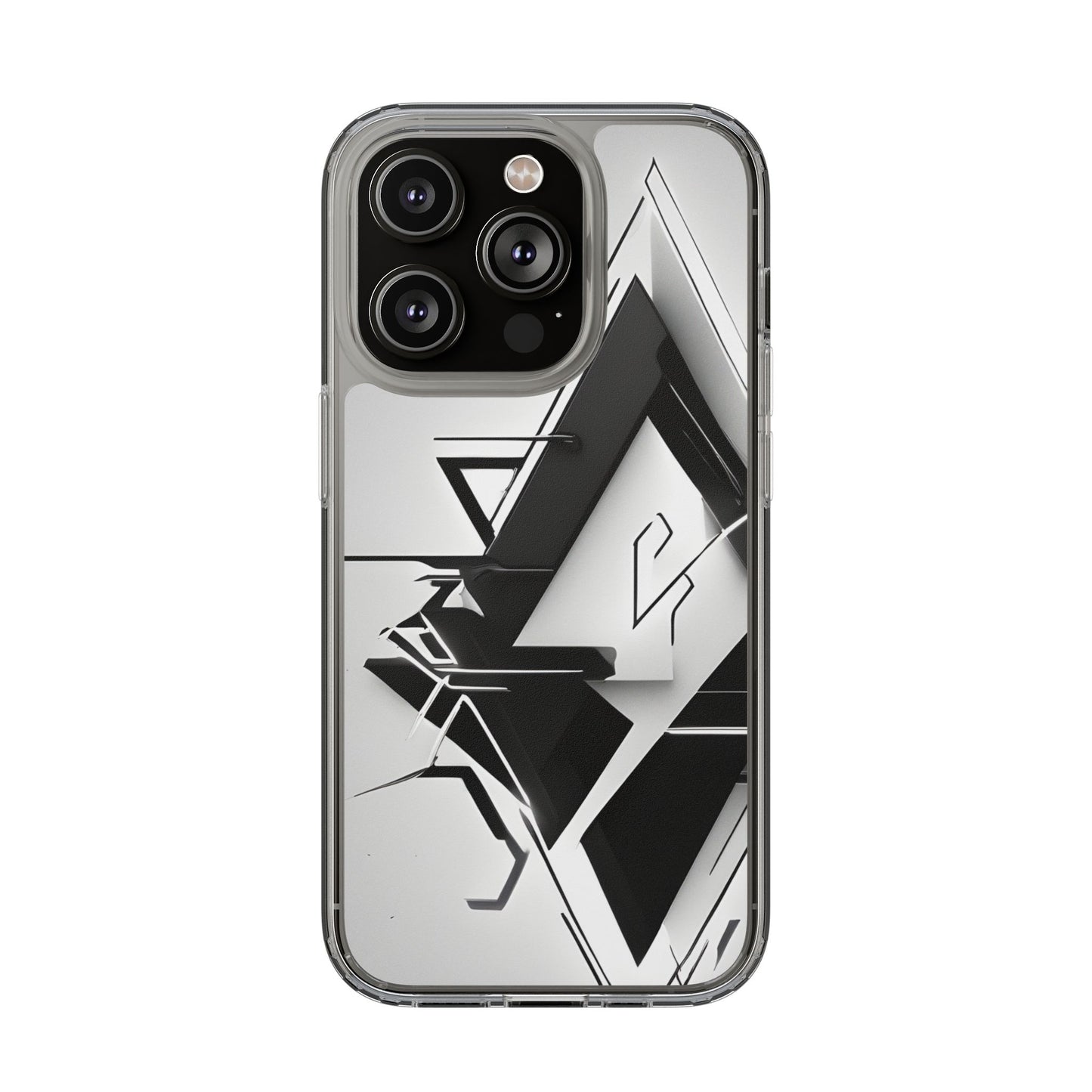 Clear Phone Case with Abstract Edgy Design Print