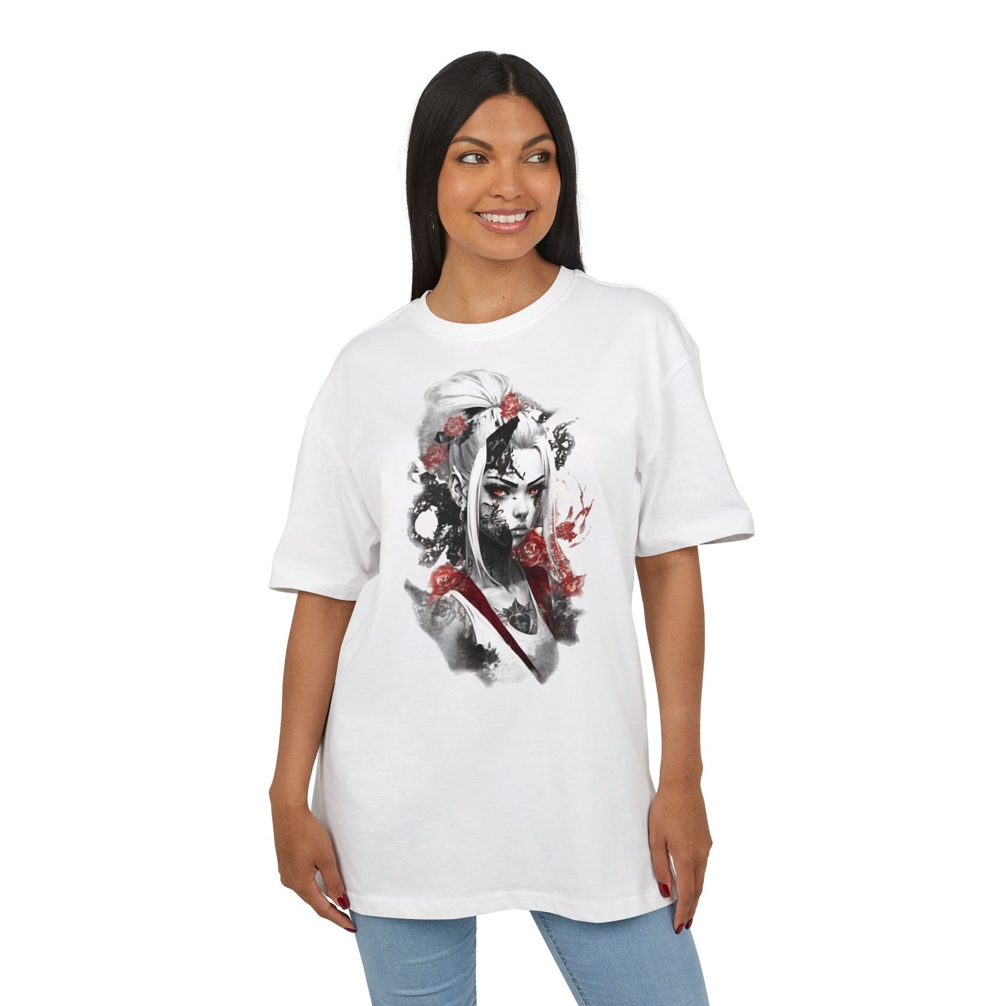 Artistic Unisex Heavy Oversize Tee - Bold Floral Graphics