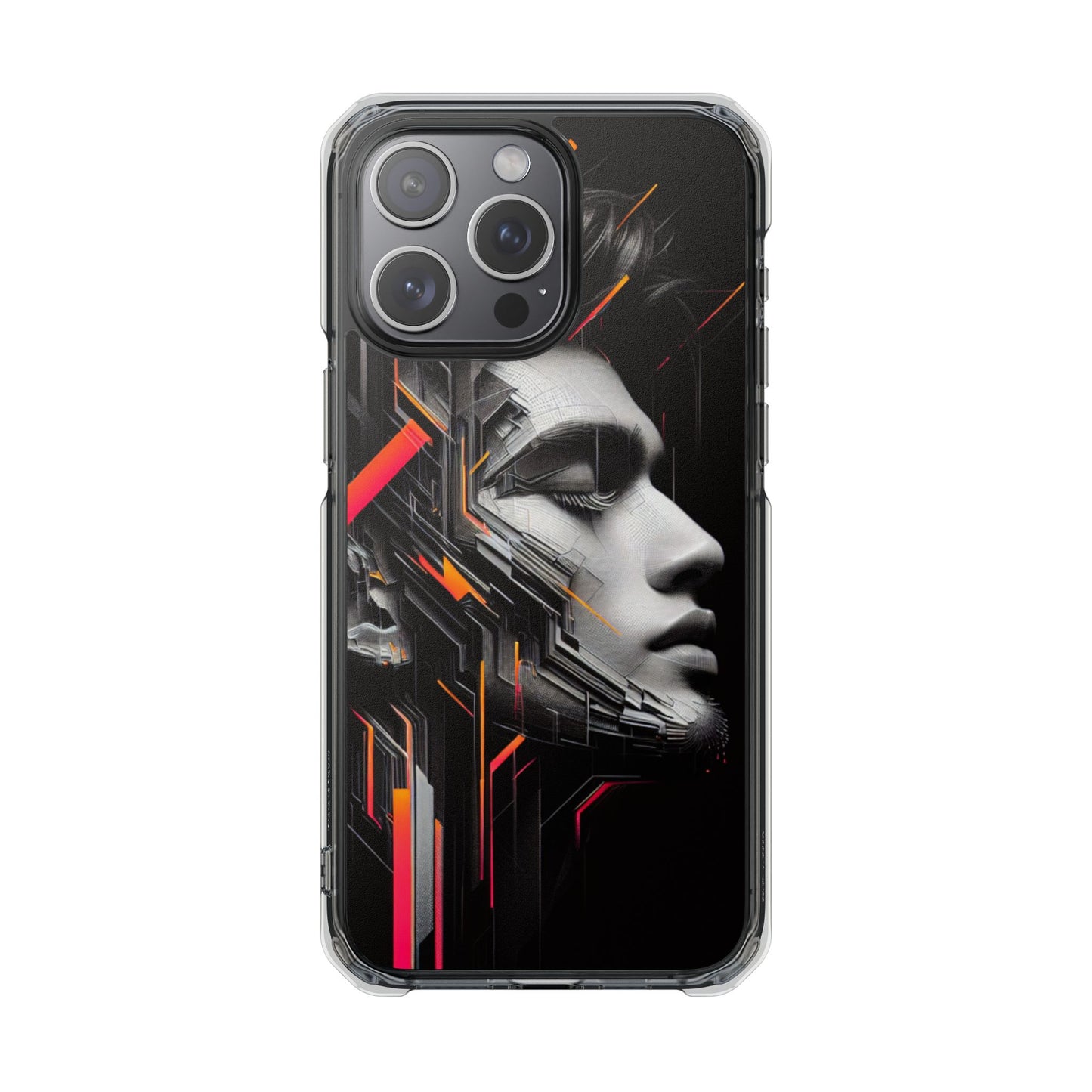 Magnetic Clear Impact Cases with Abstract Graphic, Stylish Phone Protection, Modern Gift for Tech Lovers, Unique Case