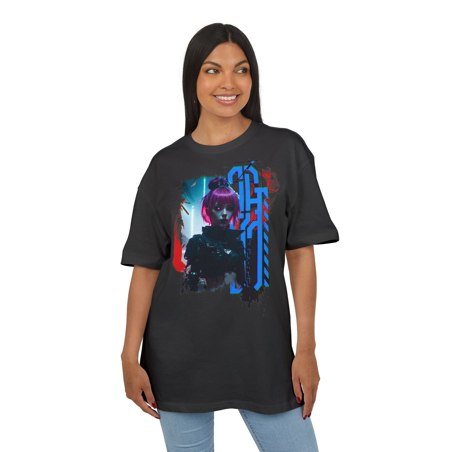 Cyberpunk Aesthetic Unisex Heavy Tee, Streetwear Style Shirt for Teens, Graphic Tee for Gaming, Cozy Casual Wear, Gift for Sci-Fi Lovers