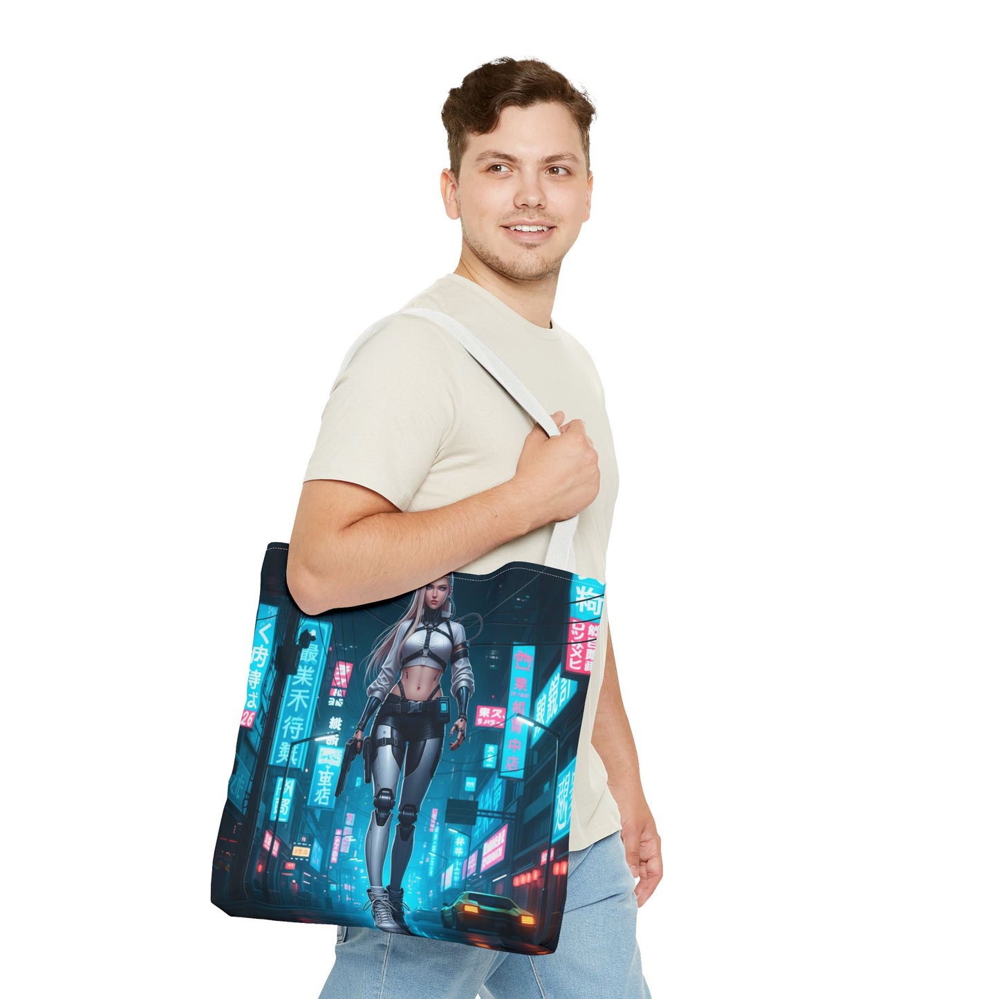 Futuristic Cyberpunk Tote Bag | Stylish Grocery Shopper, Fashion Accessory, Gift for Tech Lovers, Eco-Friendly Tote
