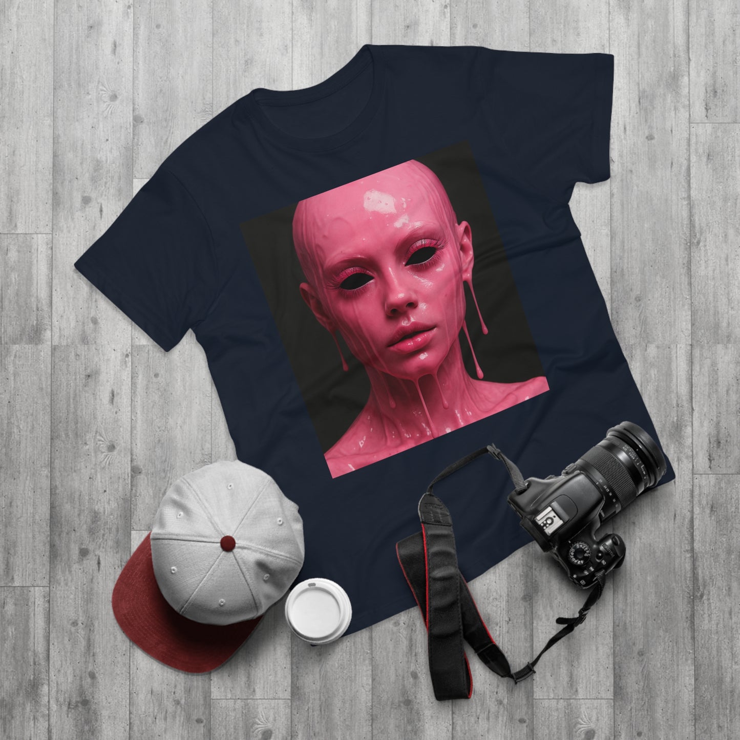 Artistic Pink Melting Face T-Shirt - Trendy Graphic Tee, Unique Gift, Statement Apparel, Festival Wear, Occasional Fashion, Street Style