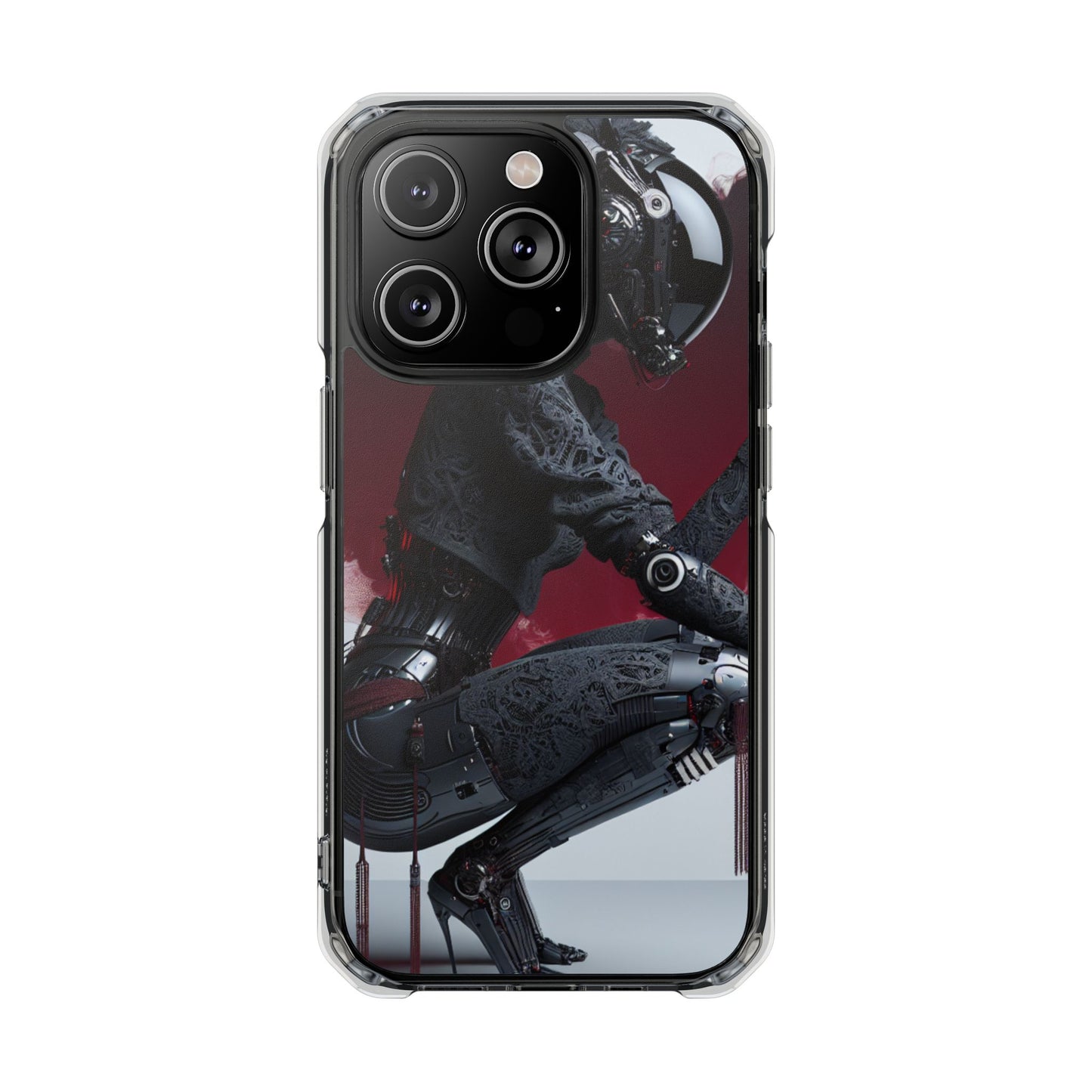 Cyber Design Magnetic Phone Case, Clear Mobile Cover, Gothic Style, Halloween Gift, Celestial Protection Accessory