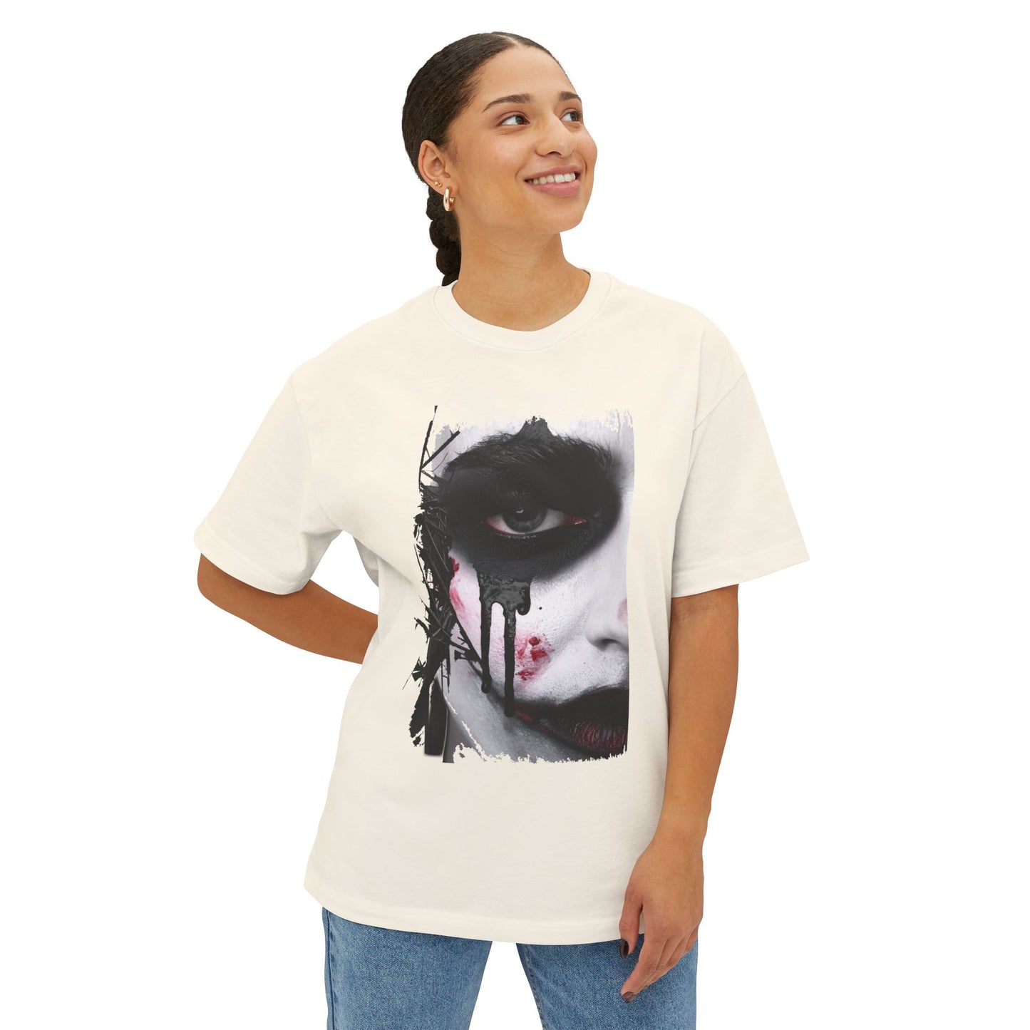 Gothic Art Oversized Tee, Unisex Graphic Shirt, Dark Art Apparel, Spooky Casual Fashion, Unique Streetwear