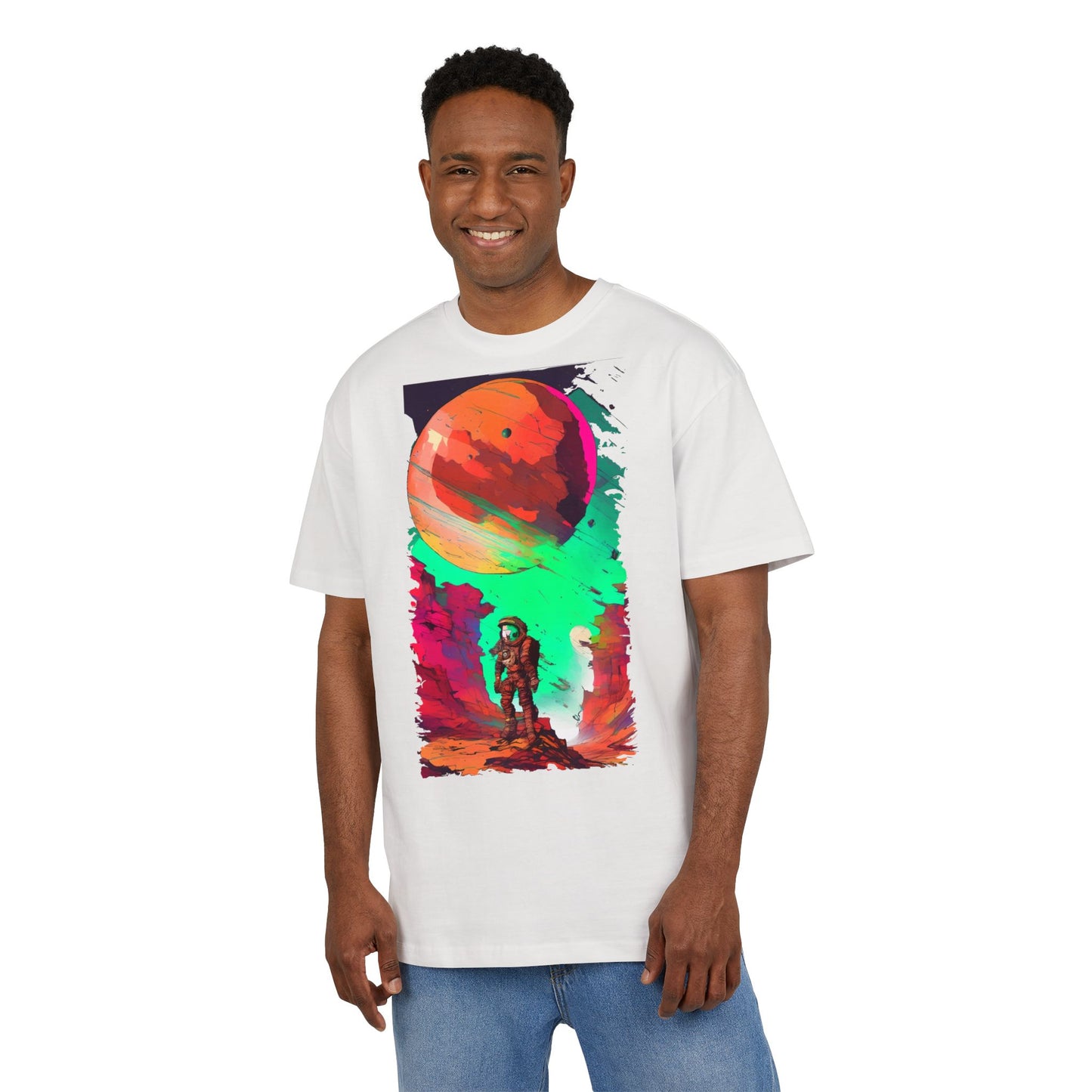 Cosmic Adventure Unisex Heavy Oversize Tee - Perfect for Space Lovers, Casual Style, Gift for Her, Him, Unique Graphic Tee, Sci-Fi Fashion