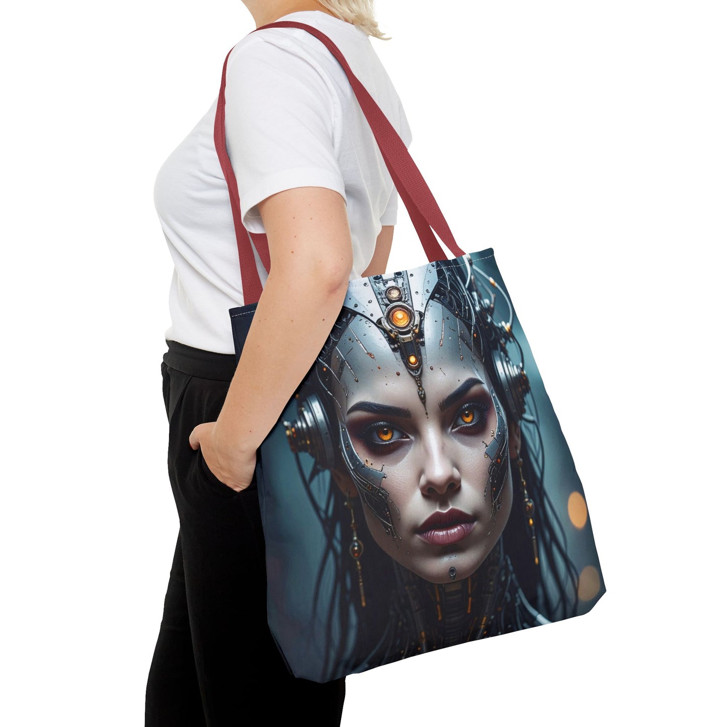 Futuristic Art Tote Bag, Cyberpunk Purse, Unique Shopping Bag, Sci-Fi Style Handbag, Statement Accessory for Geeks