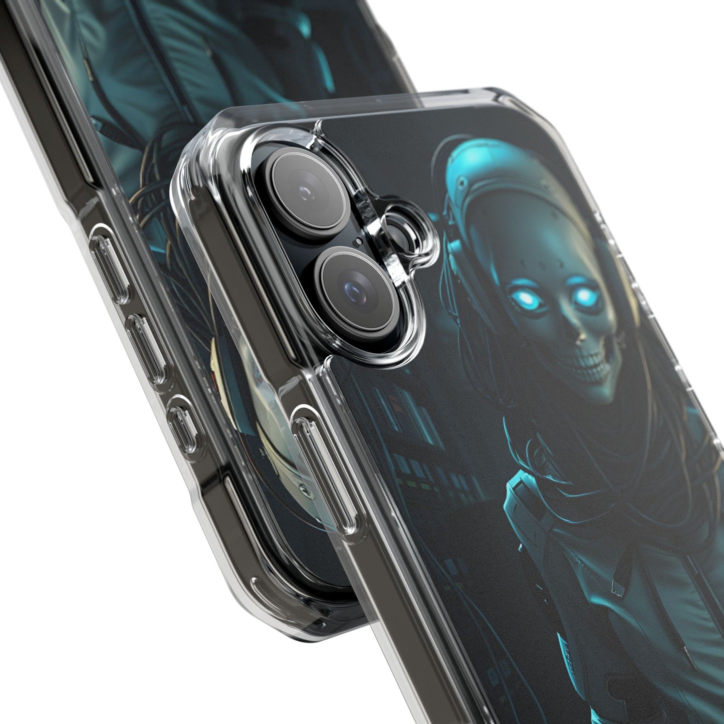 Futuristic Robot Phone Case, Magnetic Clear Impact Case, Unique Gift for Tech Lovers, Protective Smartphone Accessory, Cyberpunk Style