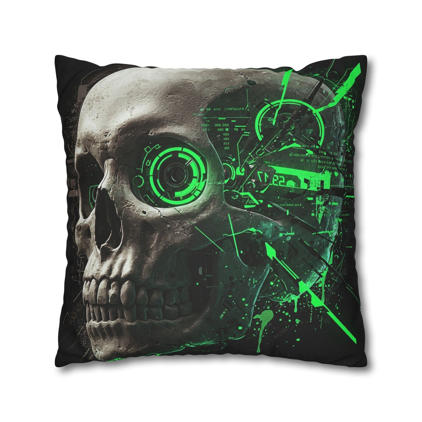 Futuristic Skull Pillowcase - Edgy Home Decor, Gothic Accessories, Cyberpunk Living Room, Halloween Decorations, Unique Gift Idea