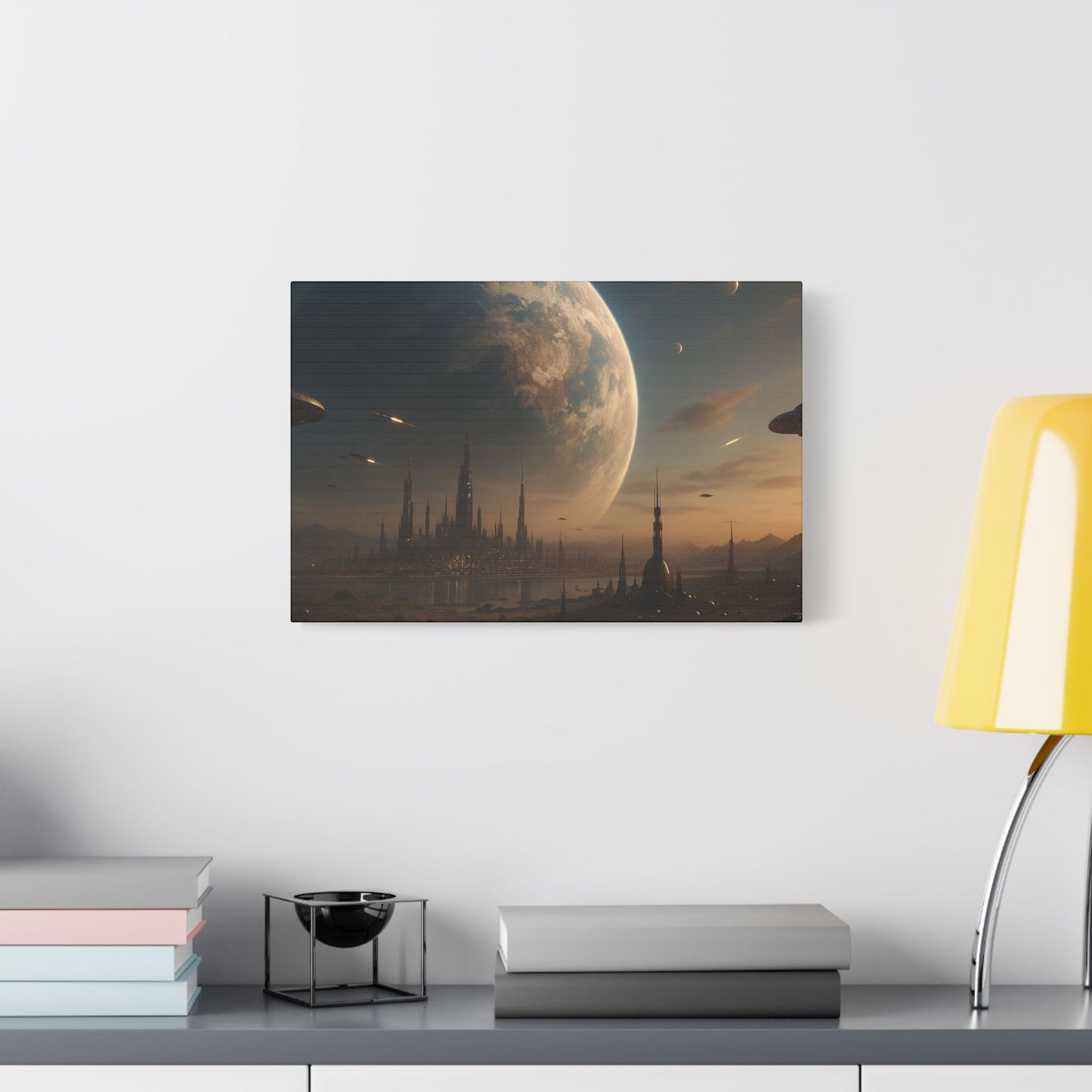Stretched Canvas Art Print, Sci-Fi Landscape Decor, Galaxy Wall Art, Unique Home Decoration, Gift for Space Lovers