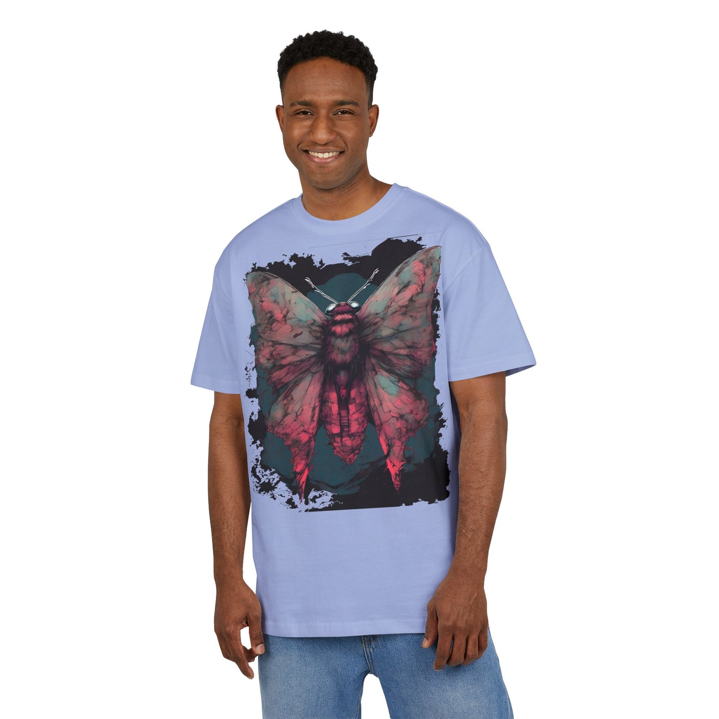 Aesthetic Moth Graphic Oversize Tee, Casual Style Shirt, Unique Gift, Eco-Print Tee, Art Lover Fashion, Nature-Inspired Top