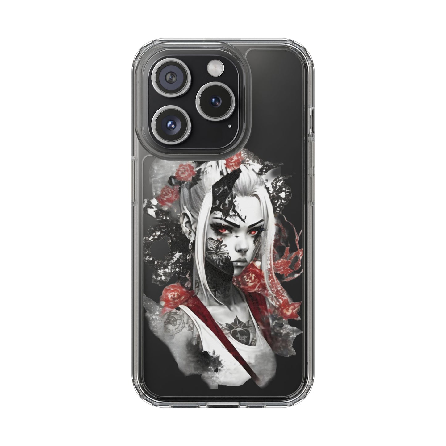Artistic Clear Phone Case with Floral Design
