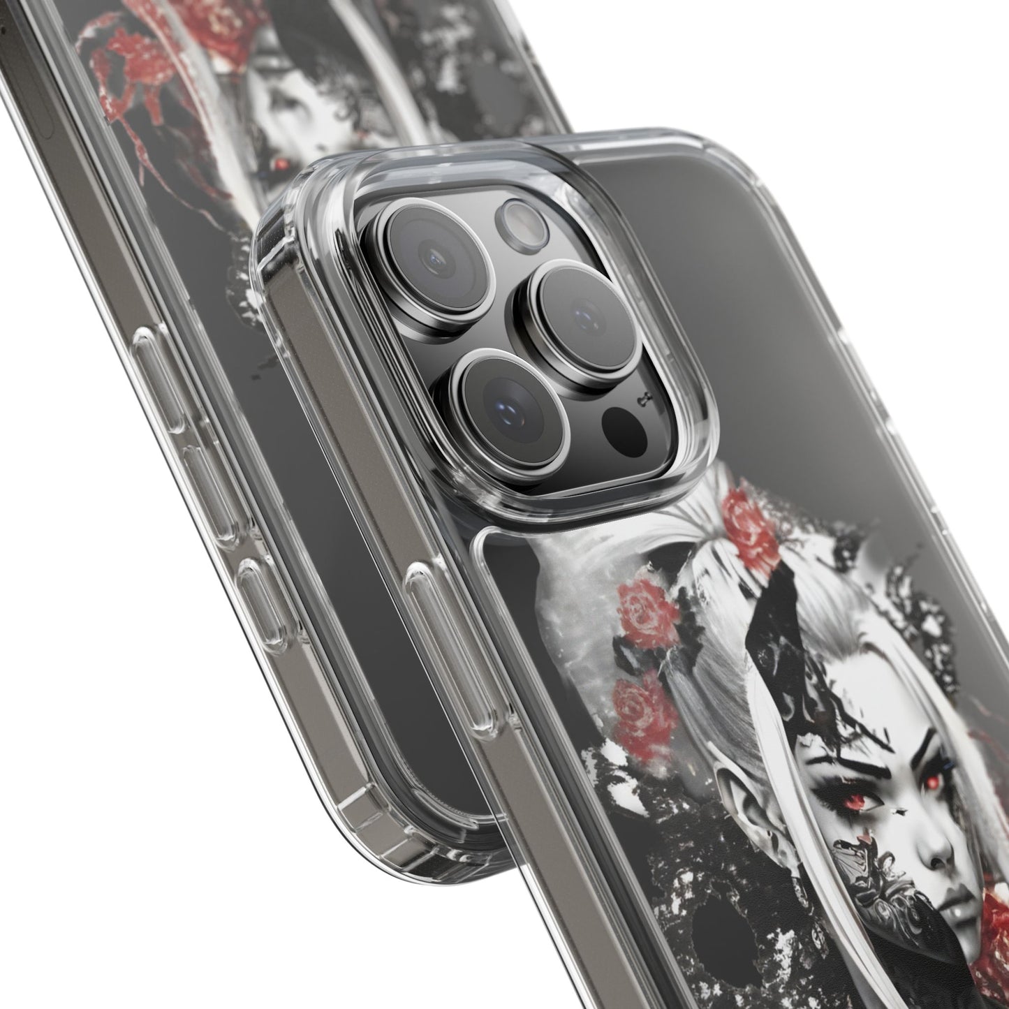 Artistic Clear Phone Case with Floral Design